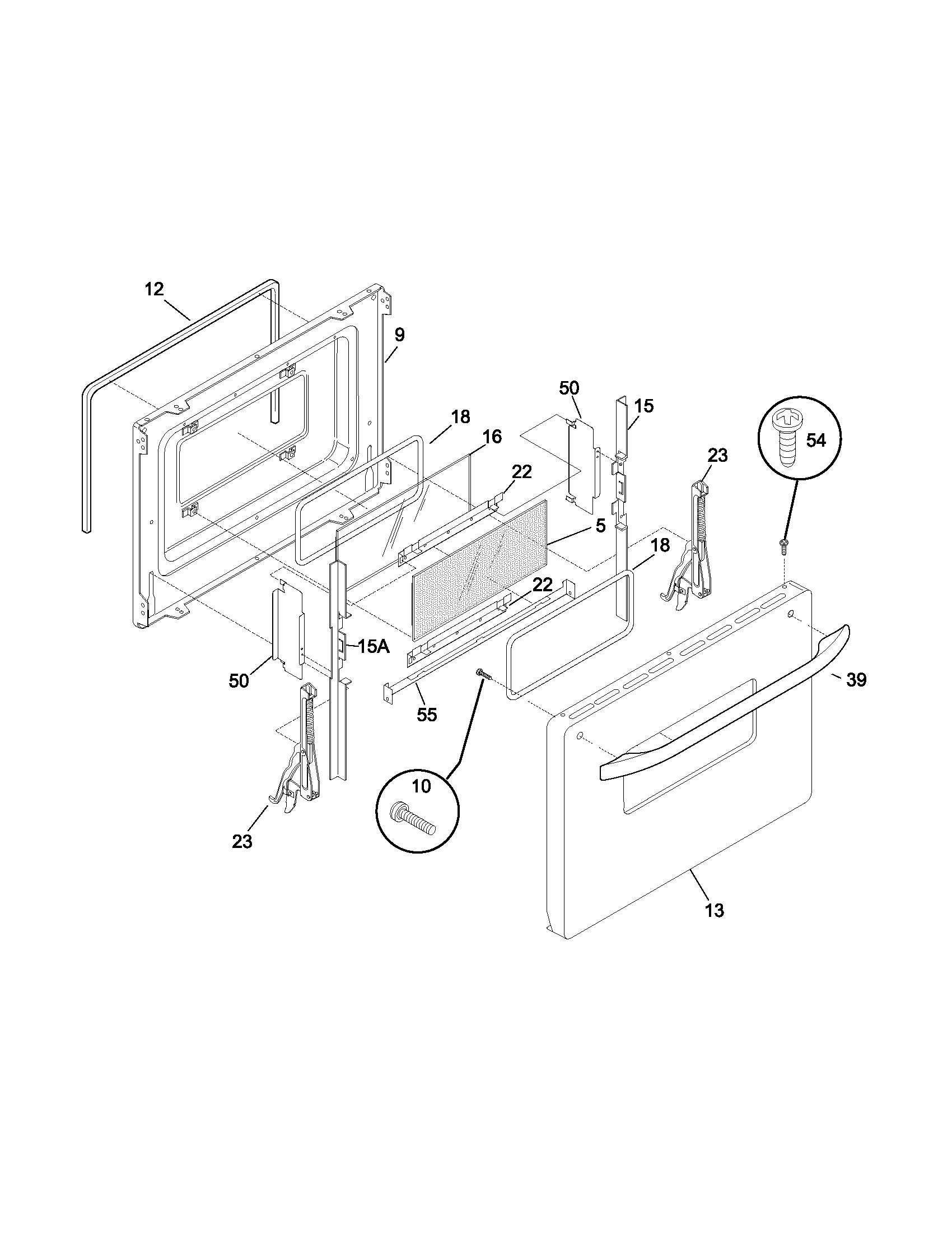 Frigidaire FES300ASD door diagram