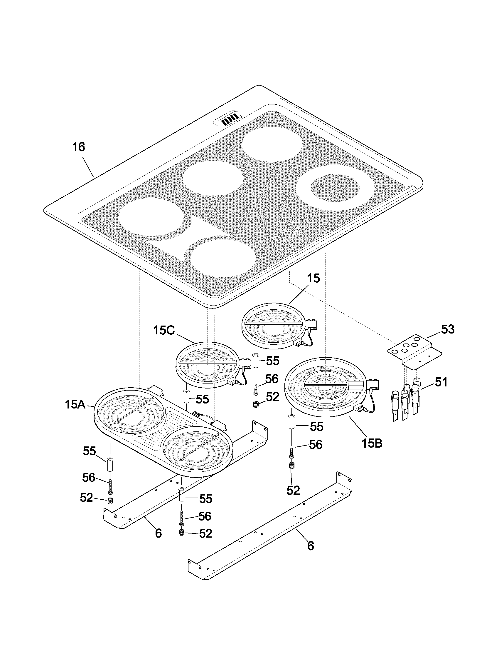 Frigidaire GLED388CSA maintop diagram
