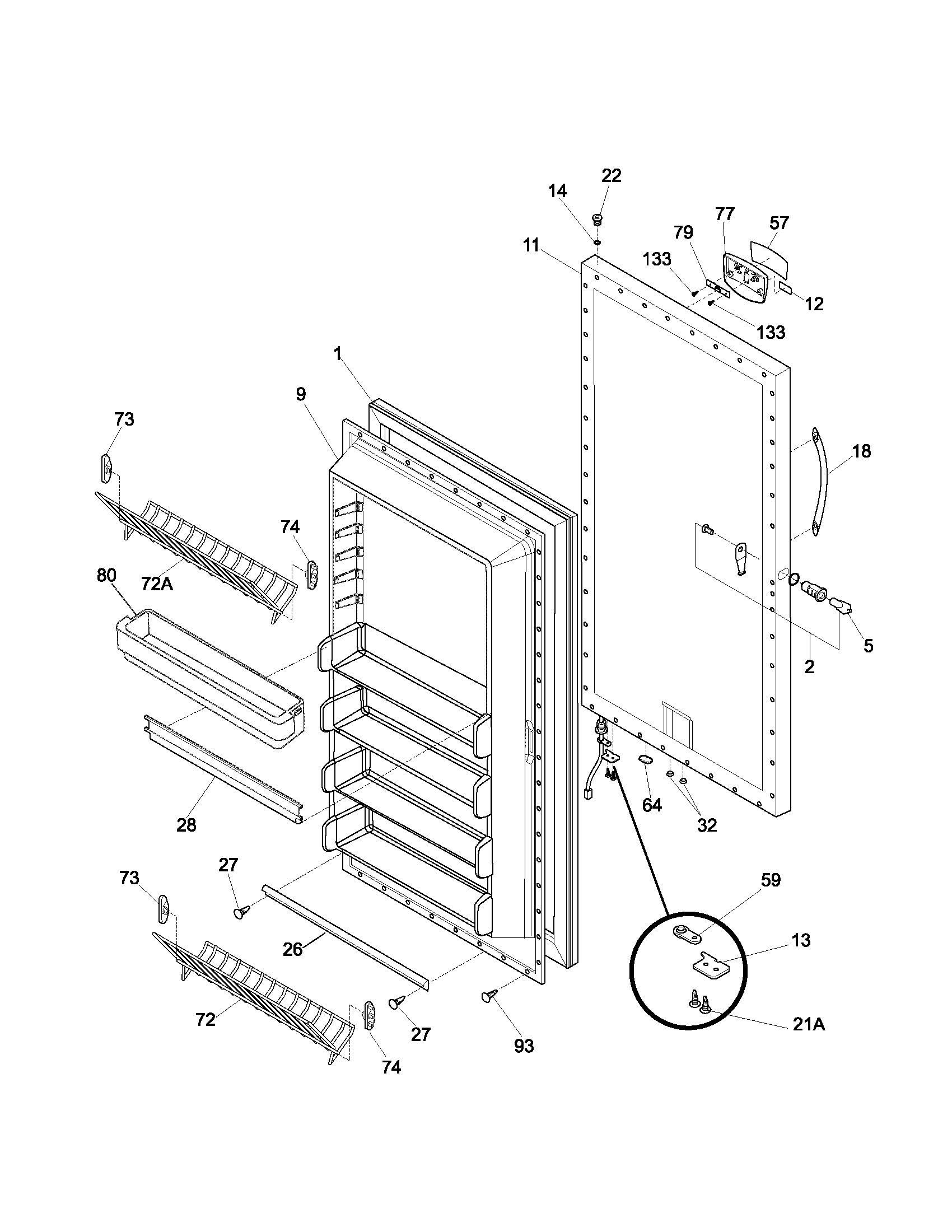 Kenmore 25323082100 door diagram