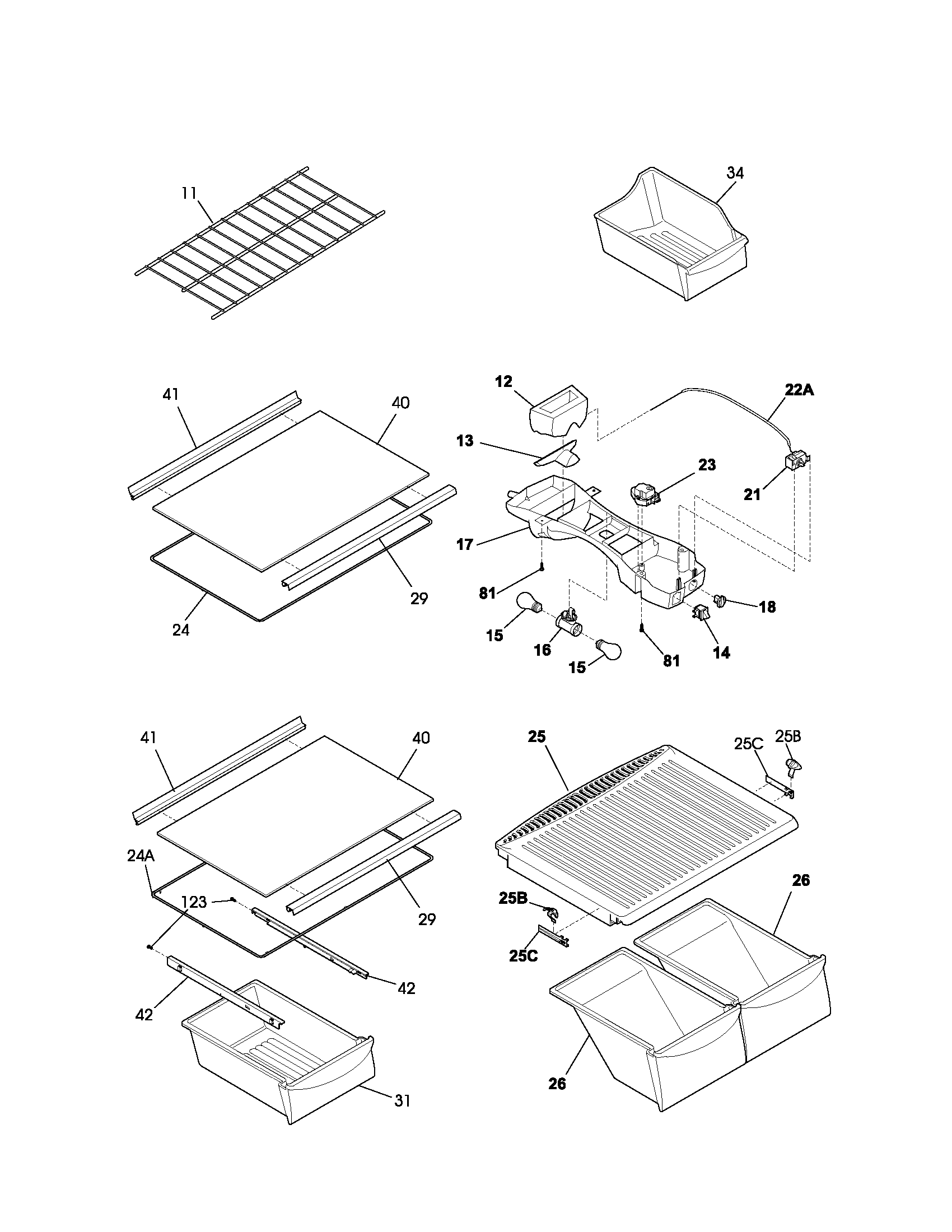Kenmore 25373462300 shelves diagram
