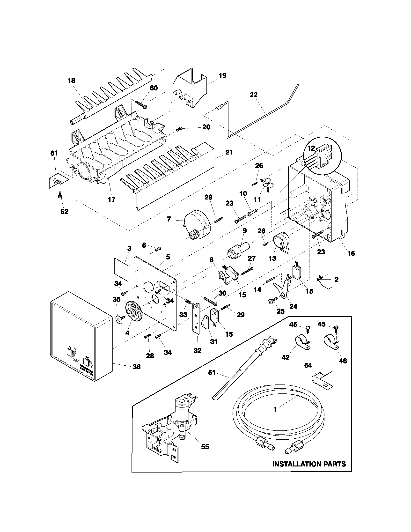 Kenmore 25373462300 ice maker diagram