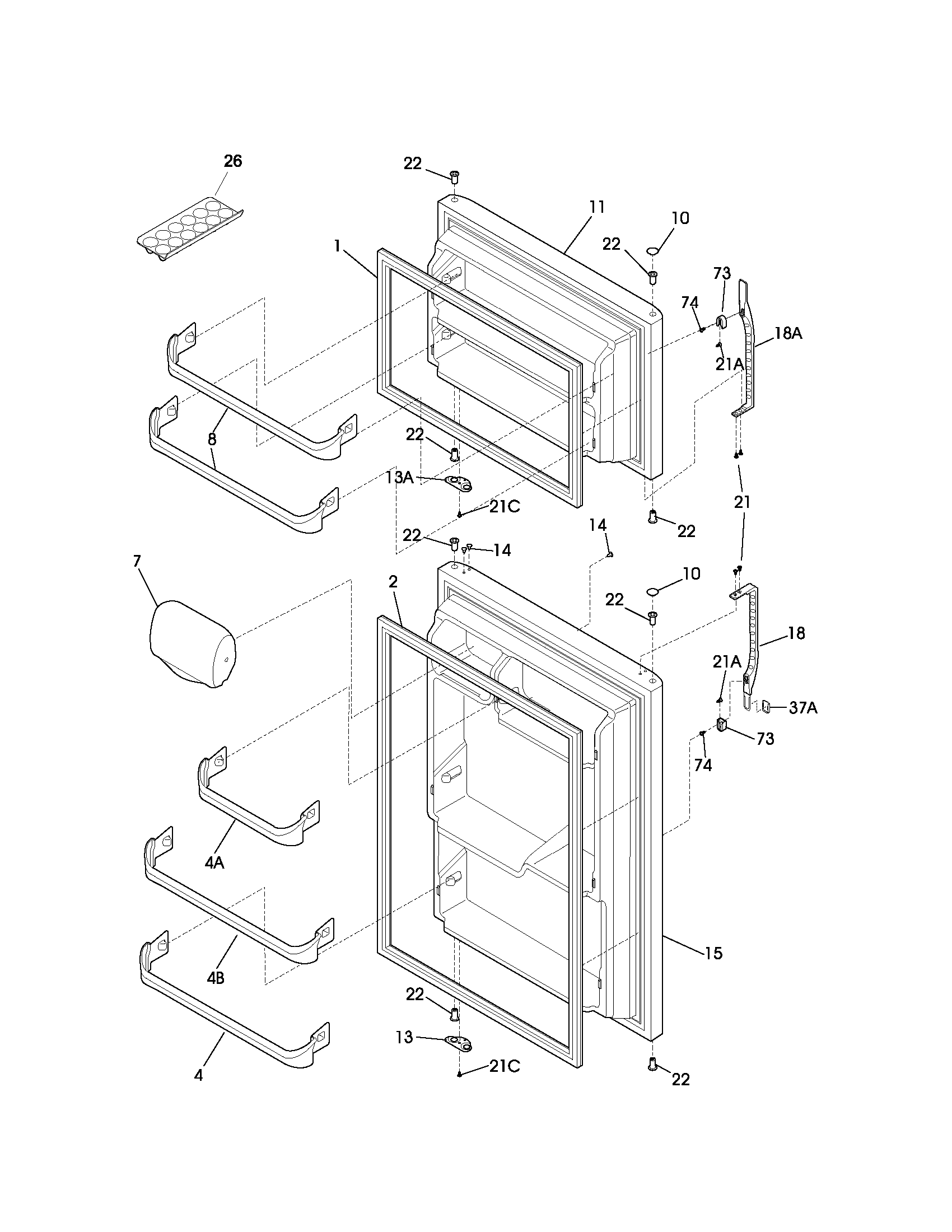Kenmore 25331442301 door diagram