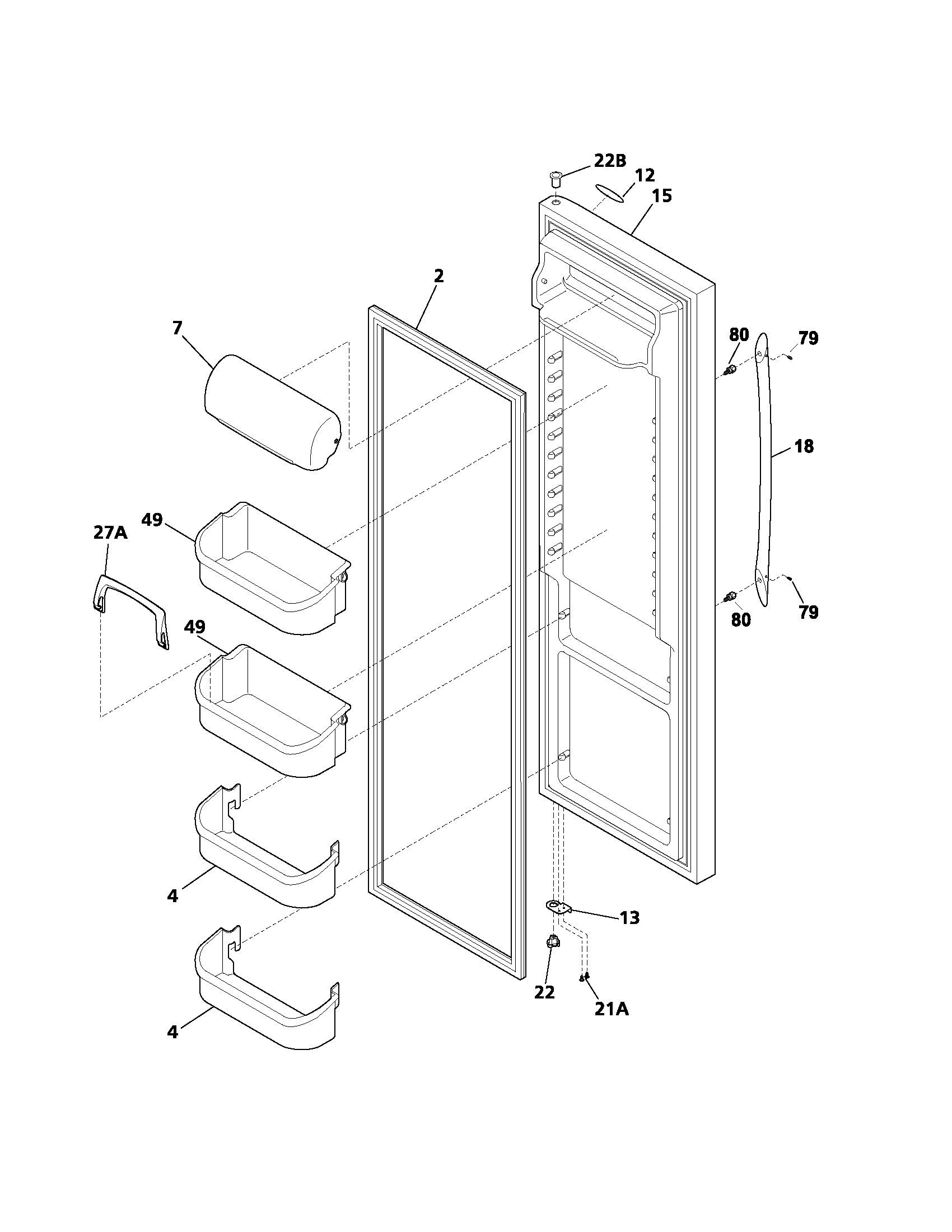 Frigidaire PLHS267ZAB6 refrigerator door diagram