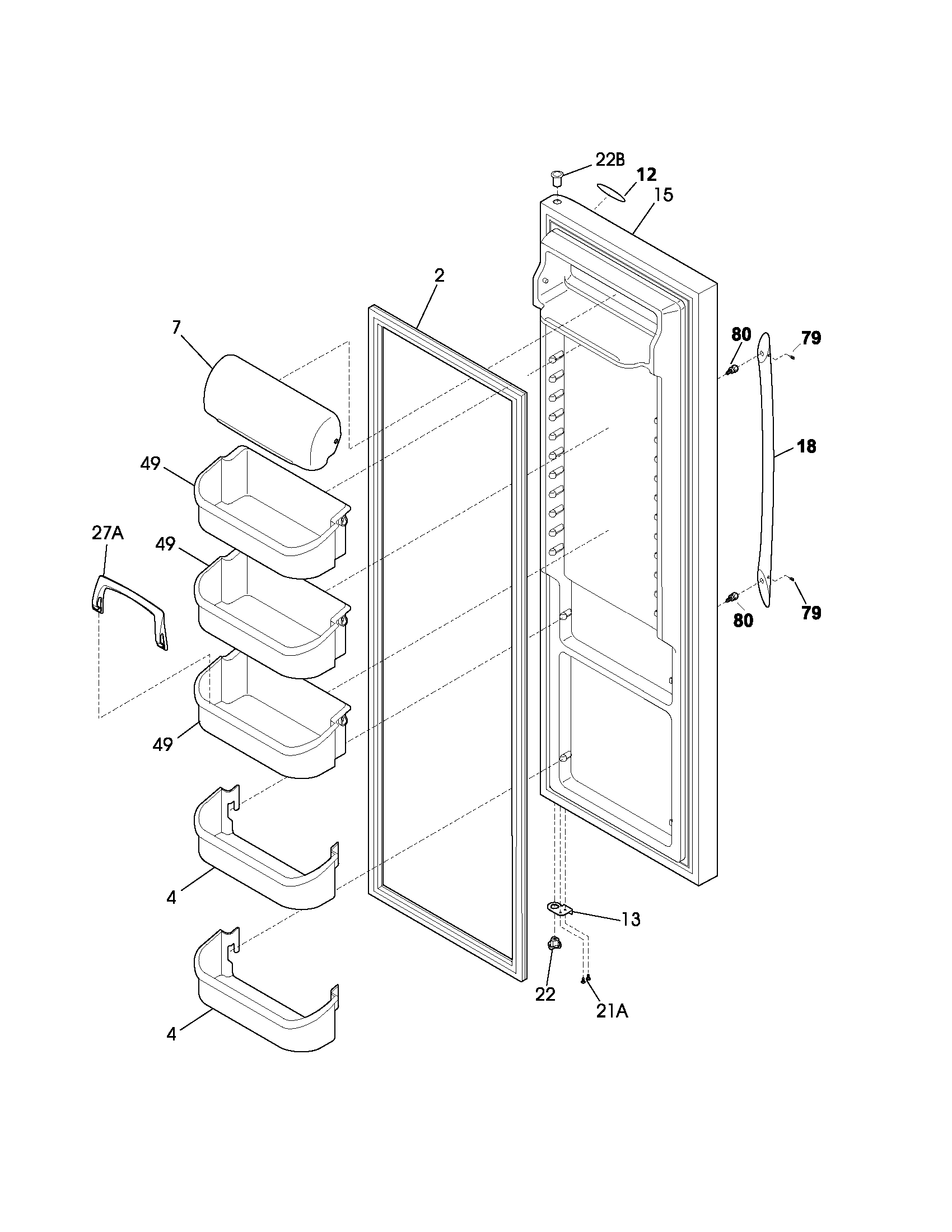 Frigidaire PLRS267ZAB8 refrigerator door diagram