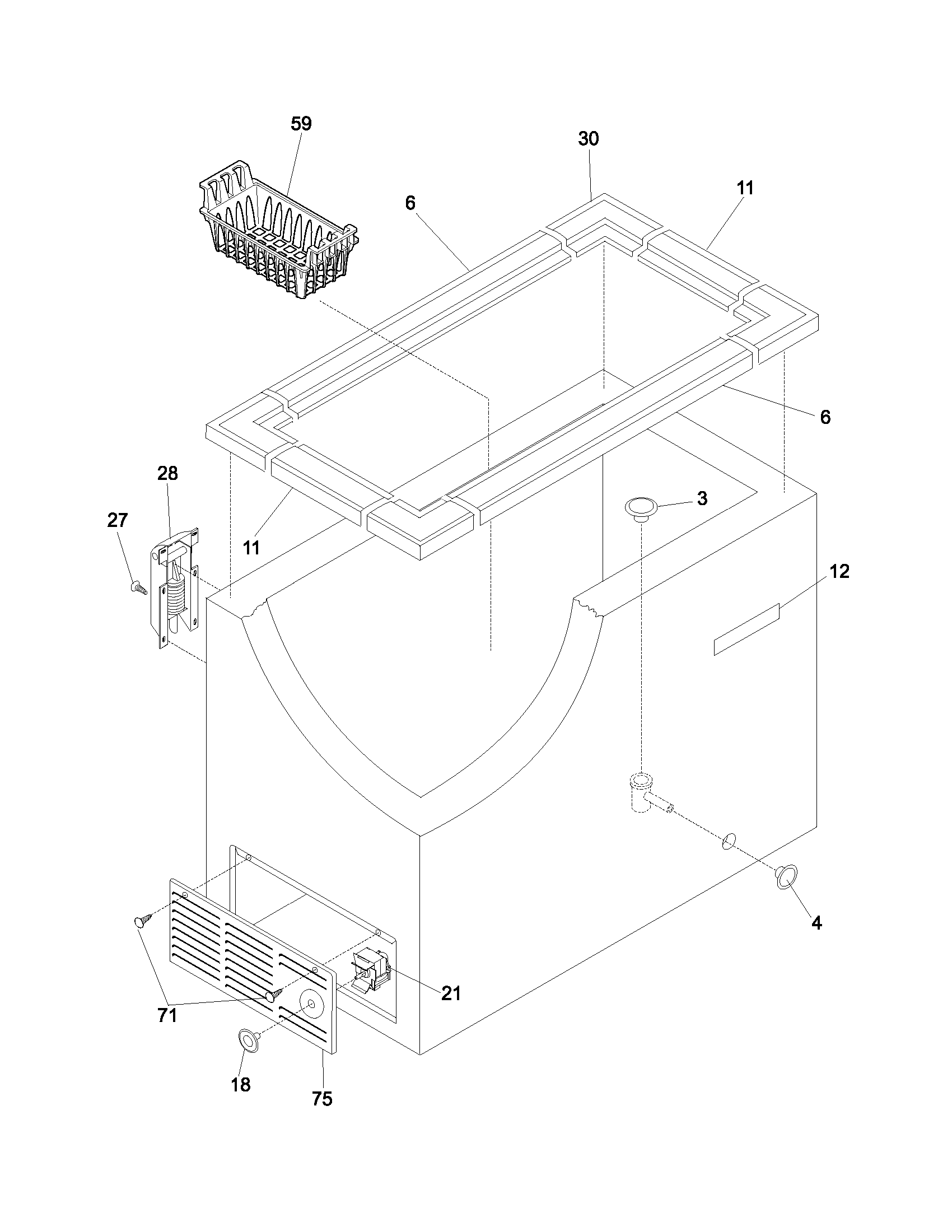 Frigidaire FFC05K2CW0 cabinet diagram