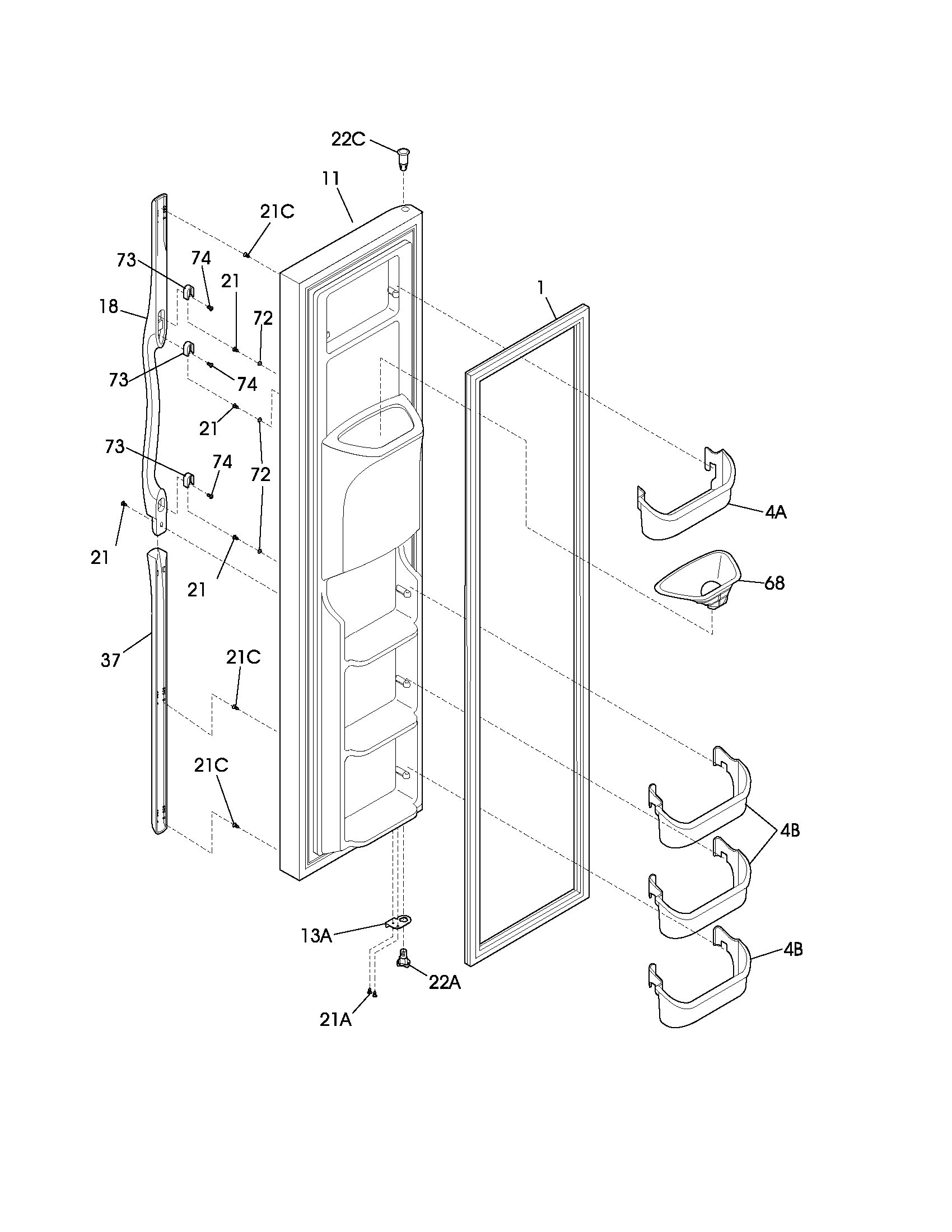 Frigidaire GS23HSZBB2 freezer door diagram