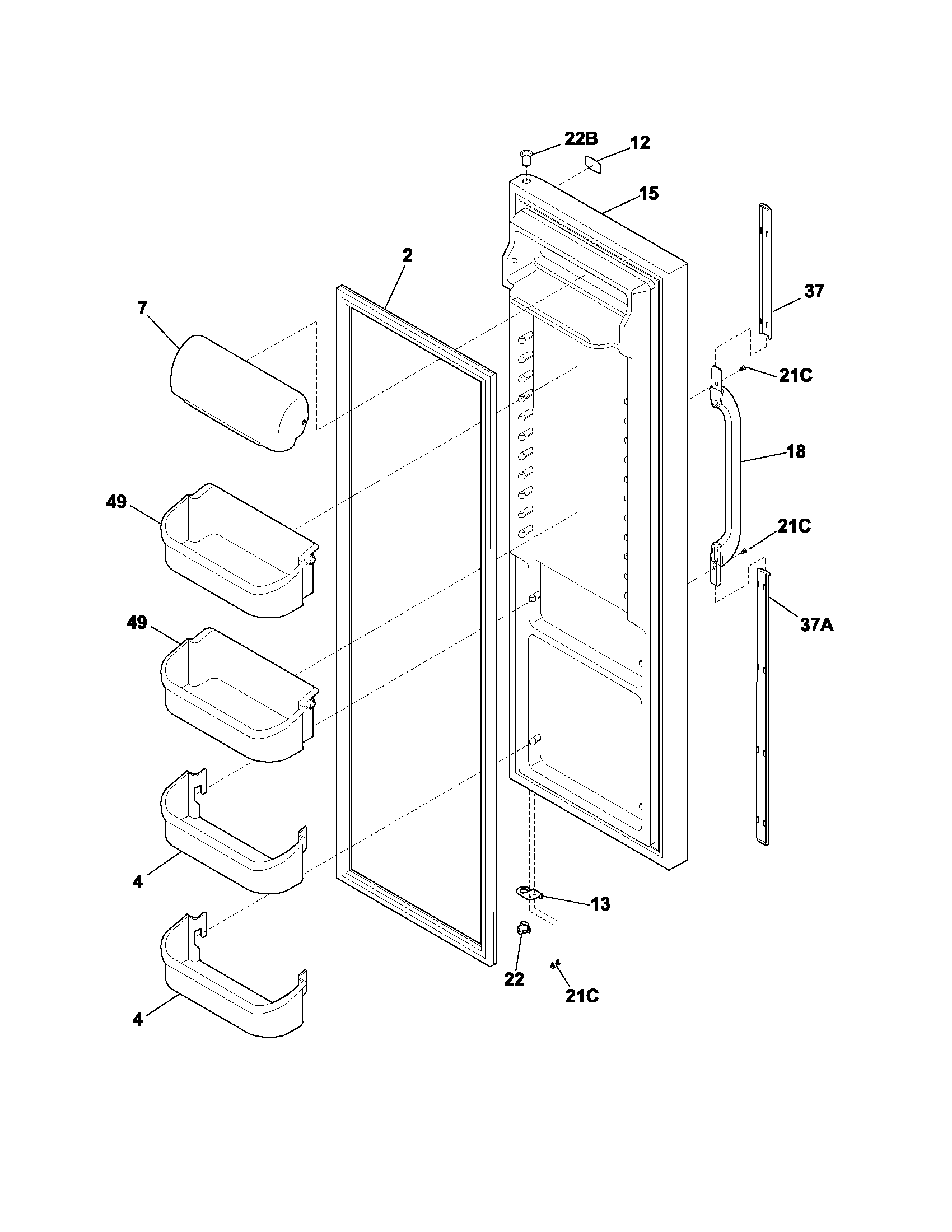 Gibson GRS26F5AQ6 refrigerator door diagram