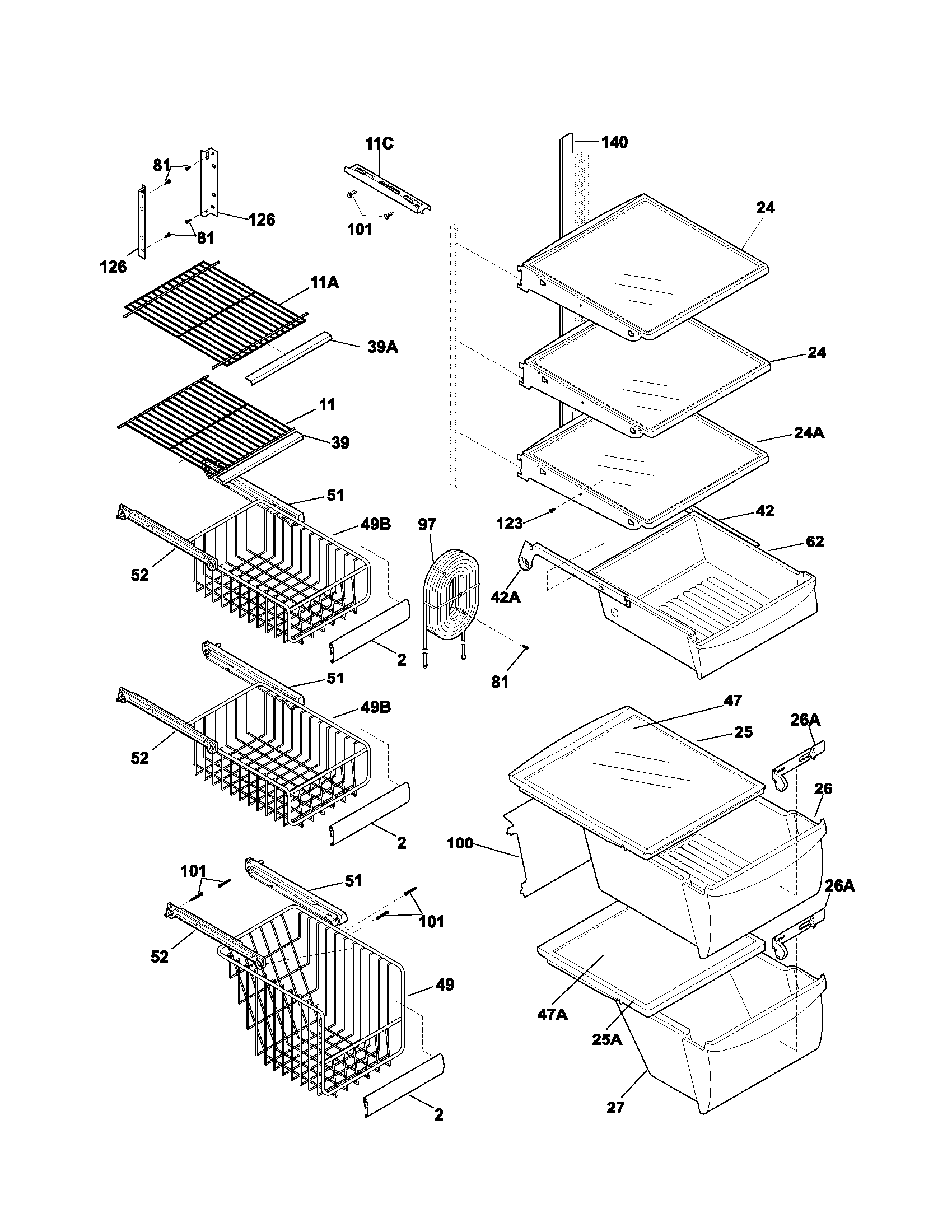 Gibson GRS26F5AQ6 shelves diagram