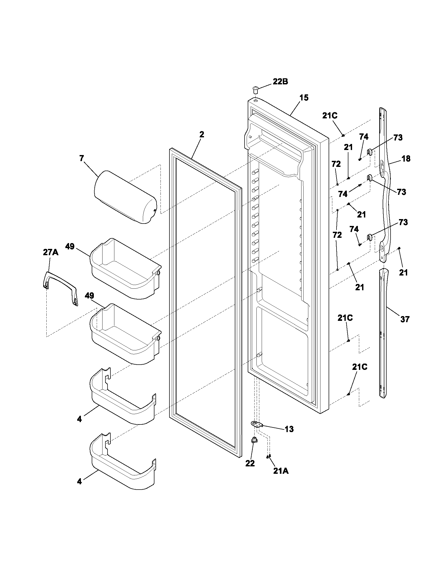 Frigidaire GLHS280ZAW6 refrigerator door diagram