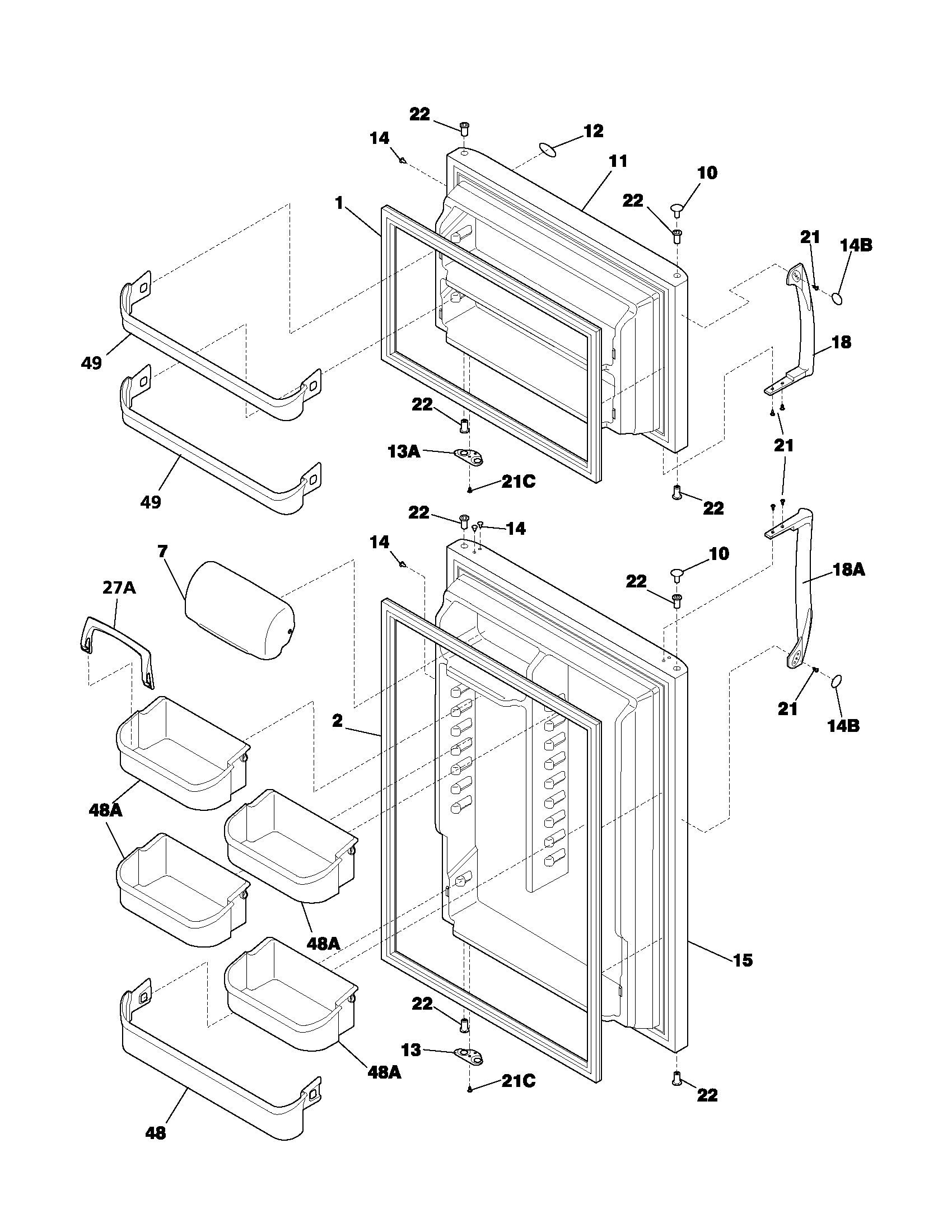 Frigidaire GS21HTZBW1 door diagram