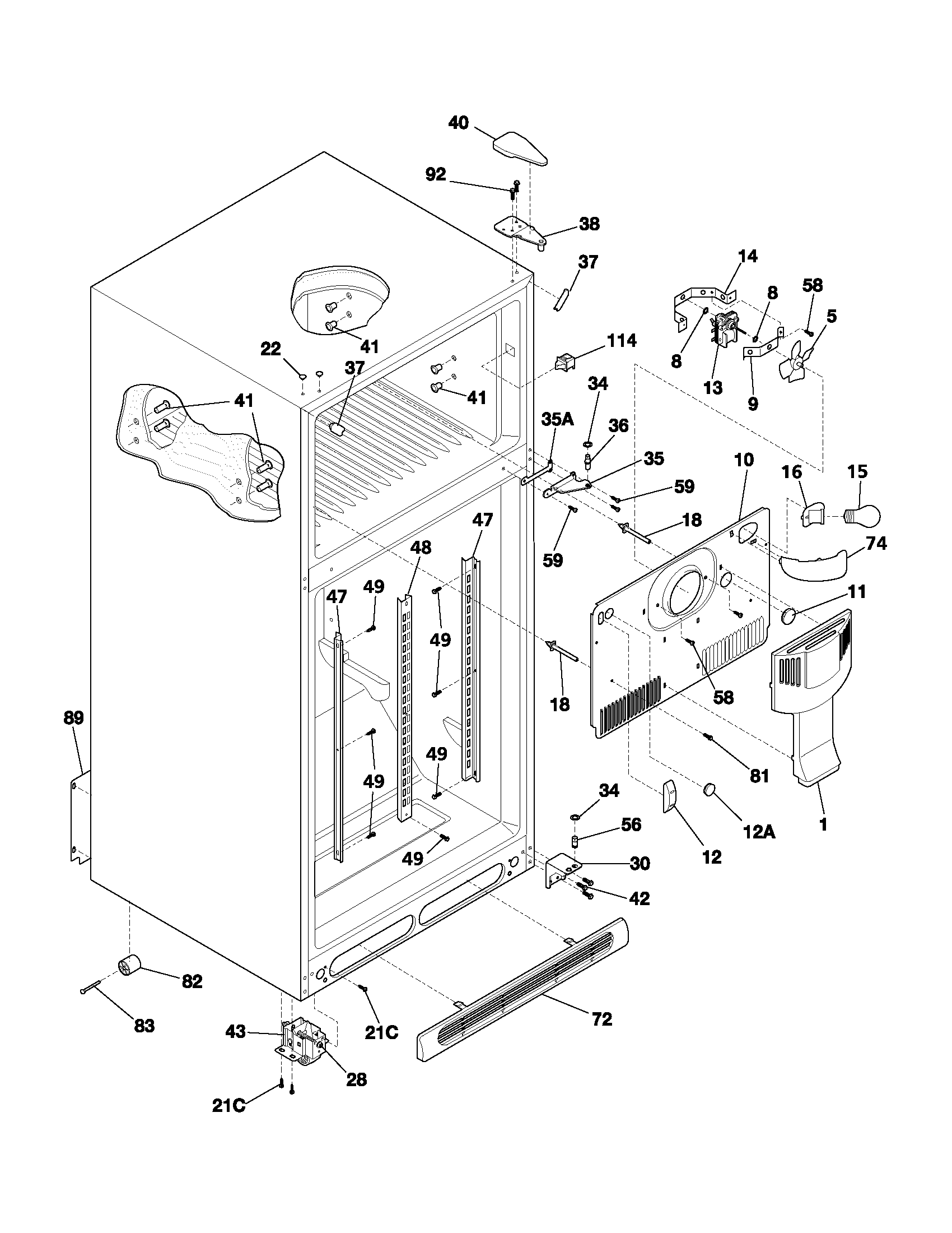 Frigidaire GS21HTZBW1 cabinet diagram