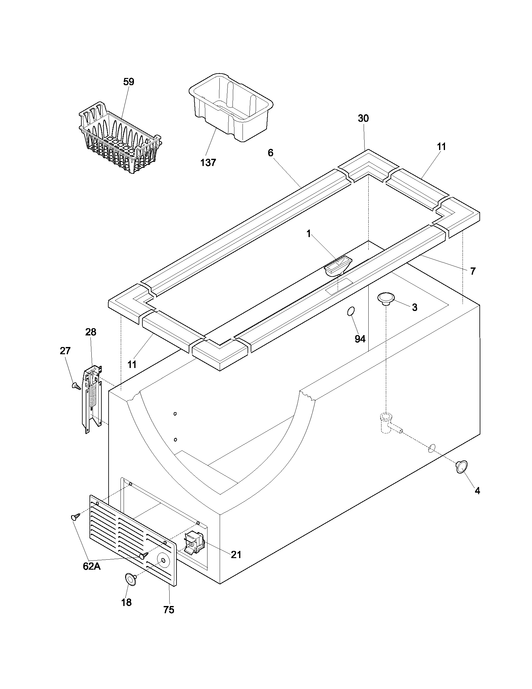Frigidaire FFC13K1CW0 cabinet diagram