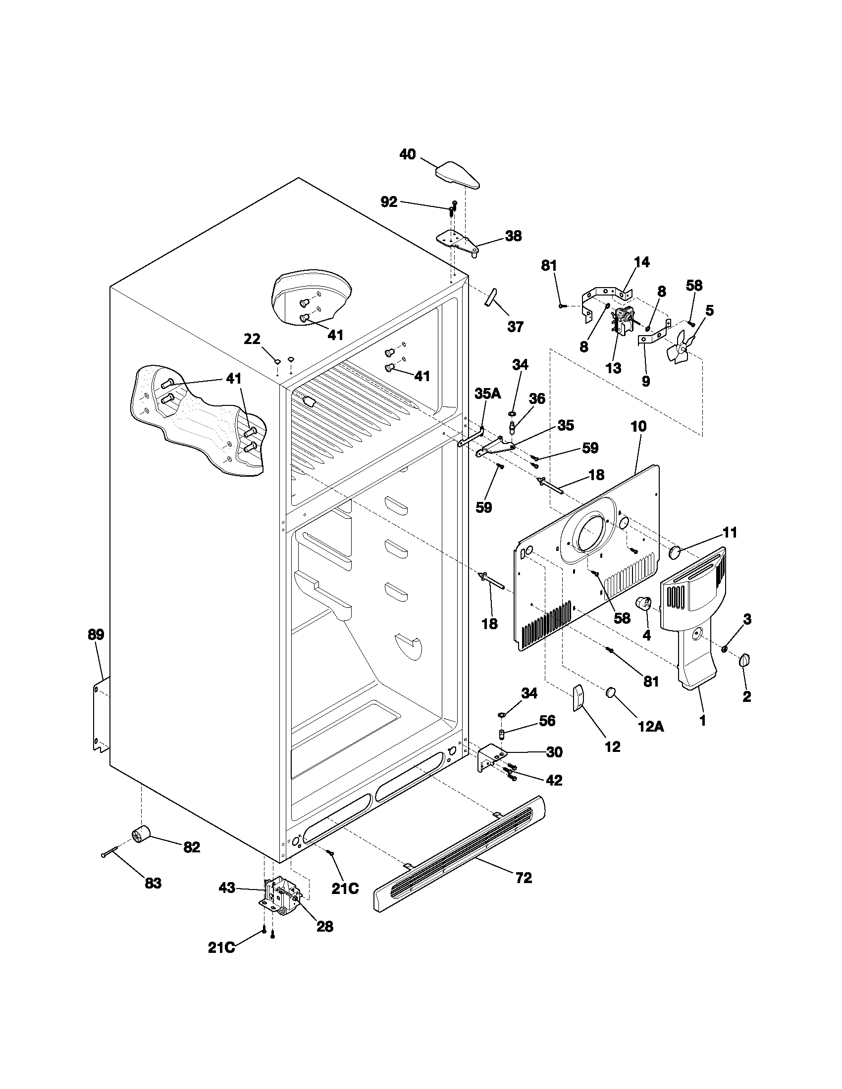 Kenmore 25363782300 cabinet diagram
