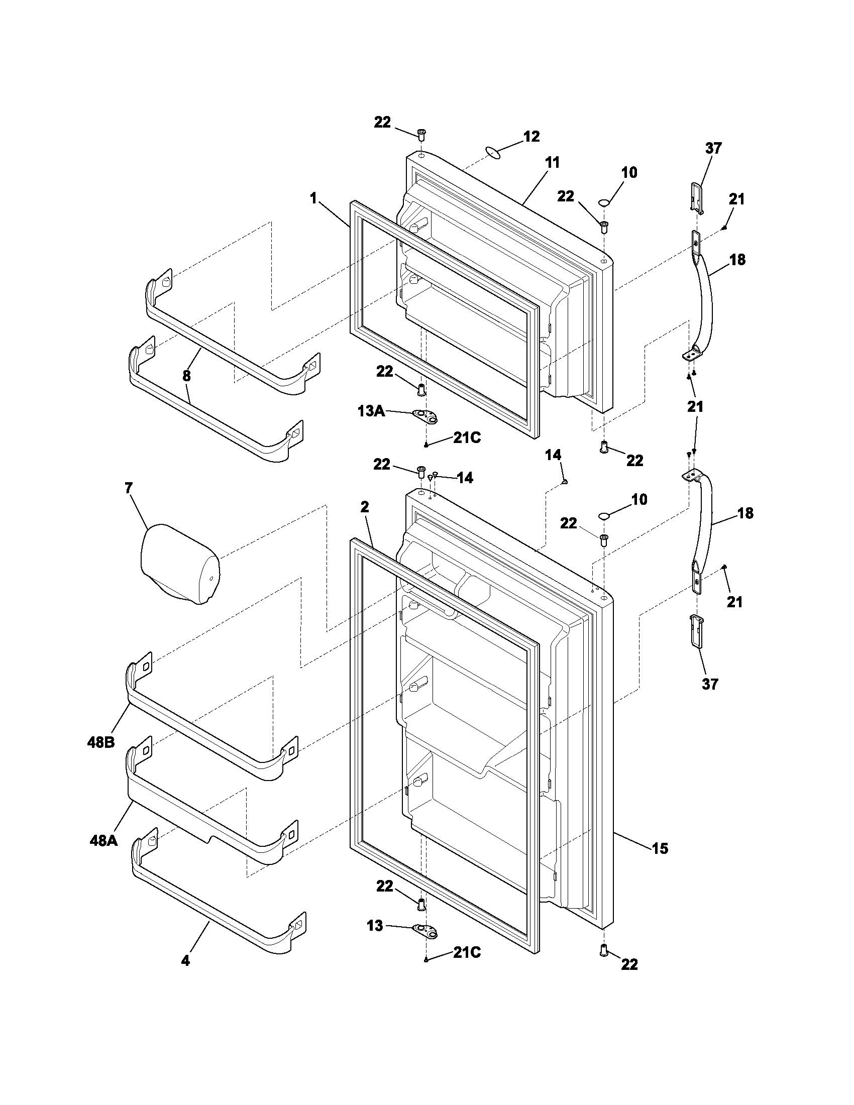 Frigidaire FRT17G5CSK0 doors diagram