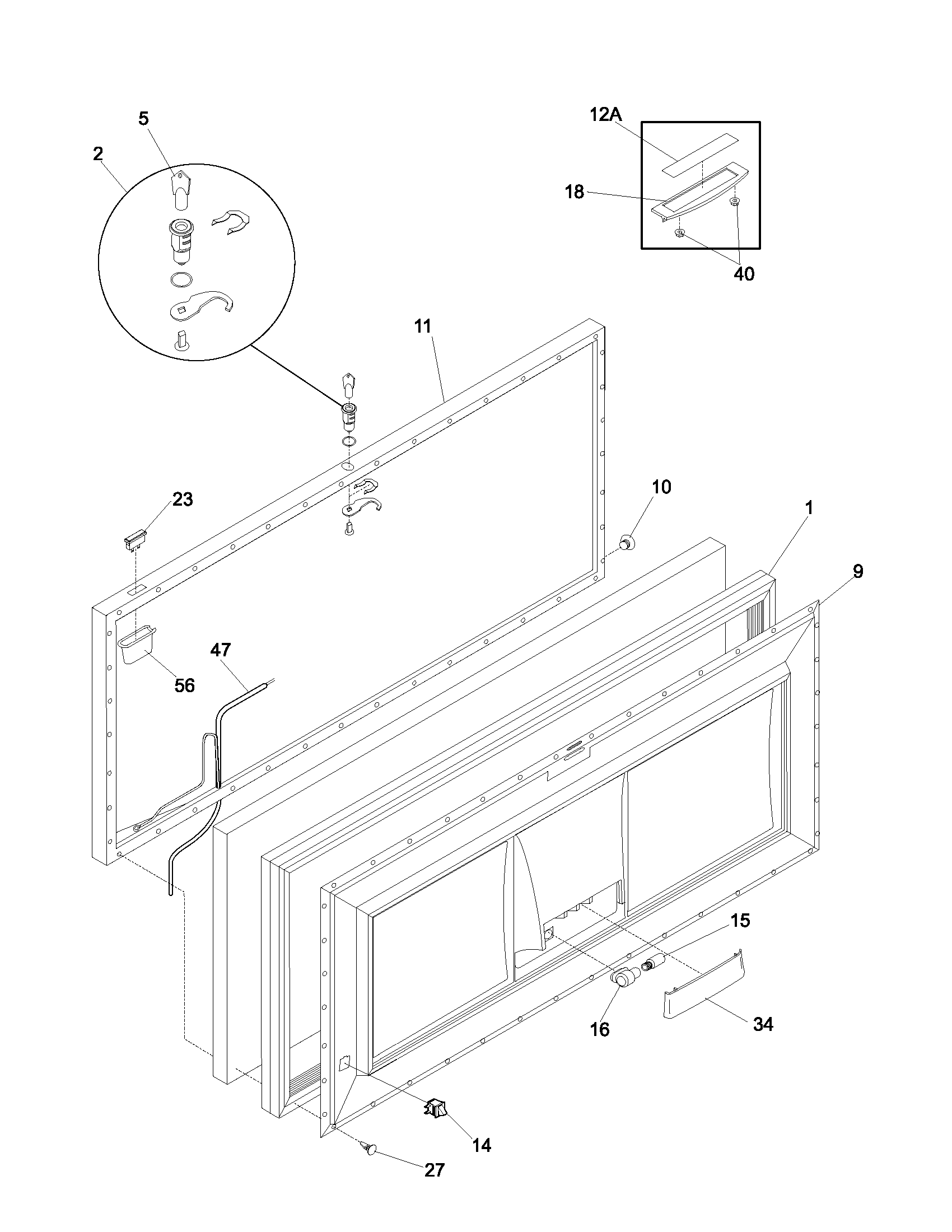 Frigidaire FFC13C7AW3 door diagram