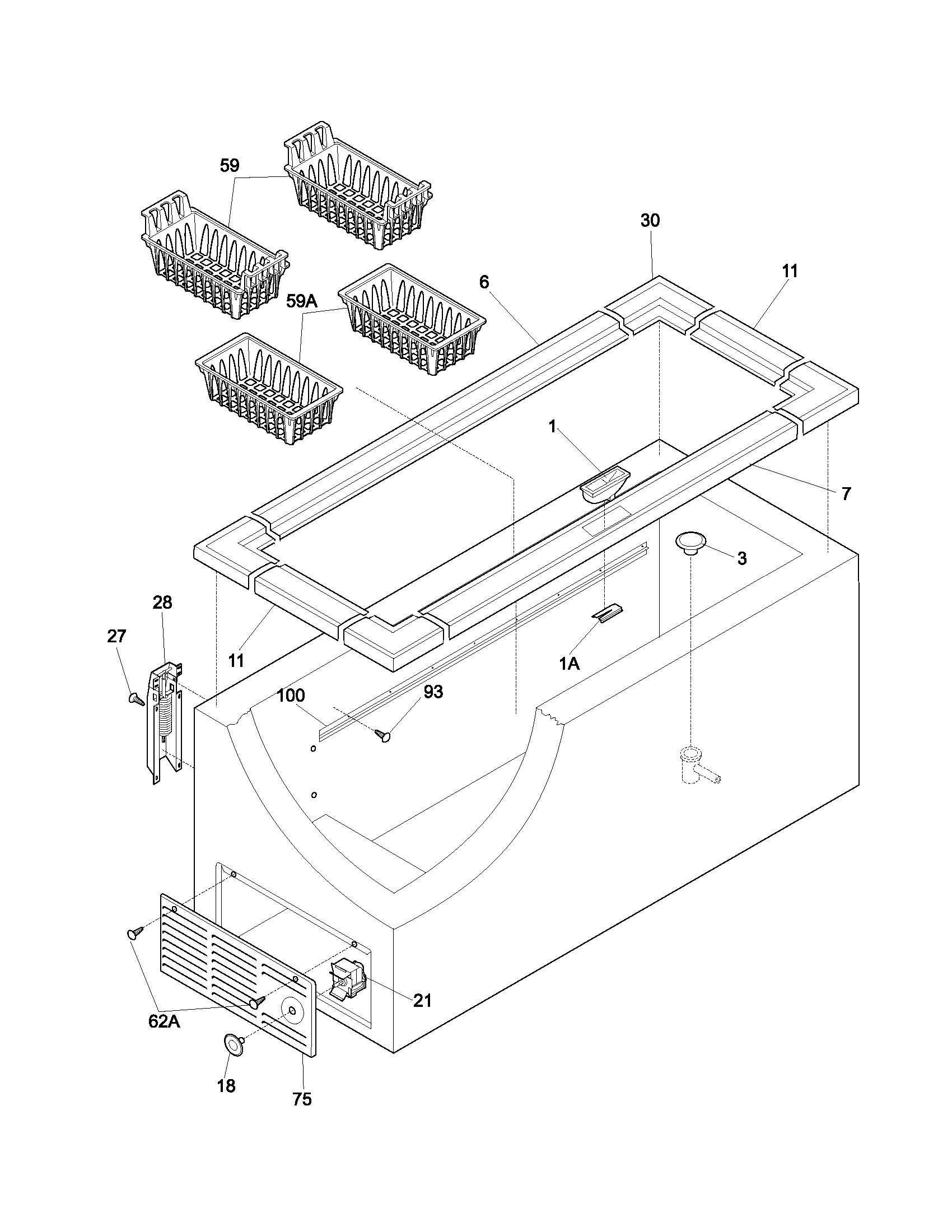Frigidaire FFC13C7AW3 cabinet diagram