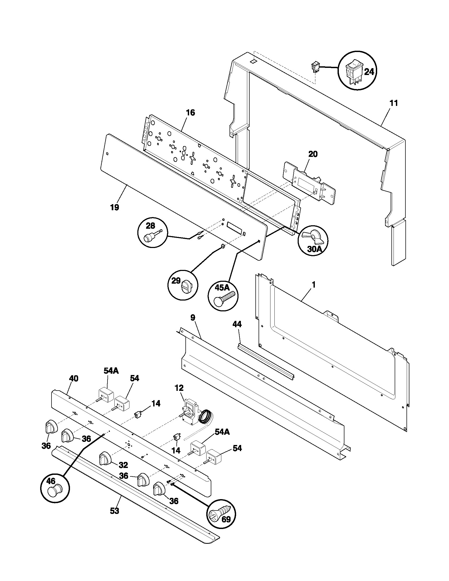 Tappan TEF317AWC backguard diagram