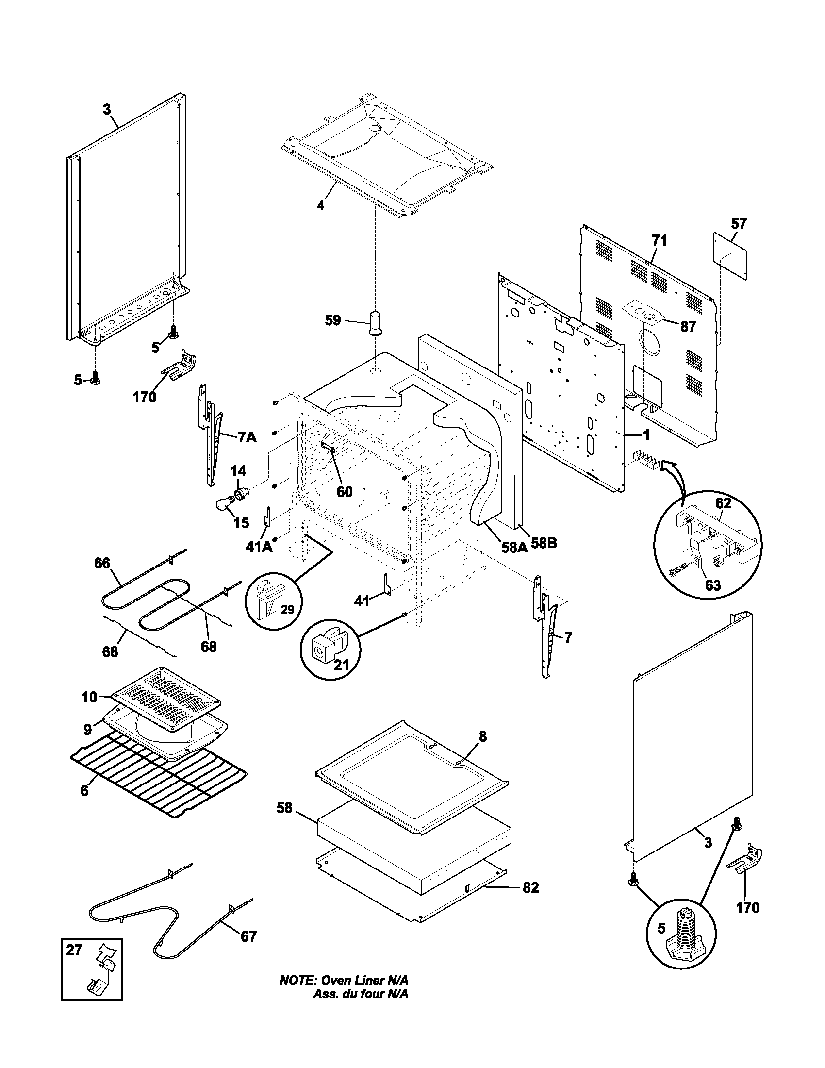 Tappan TEF317AWC body diagram