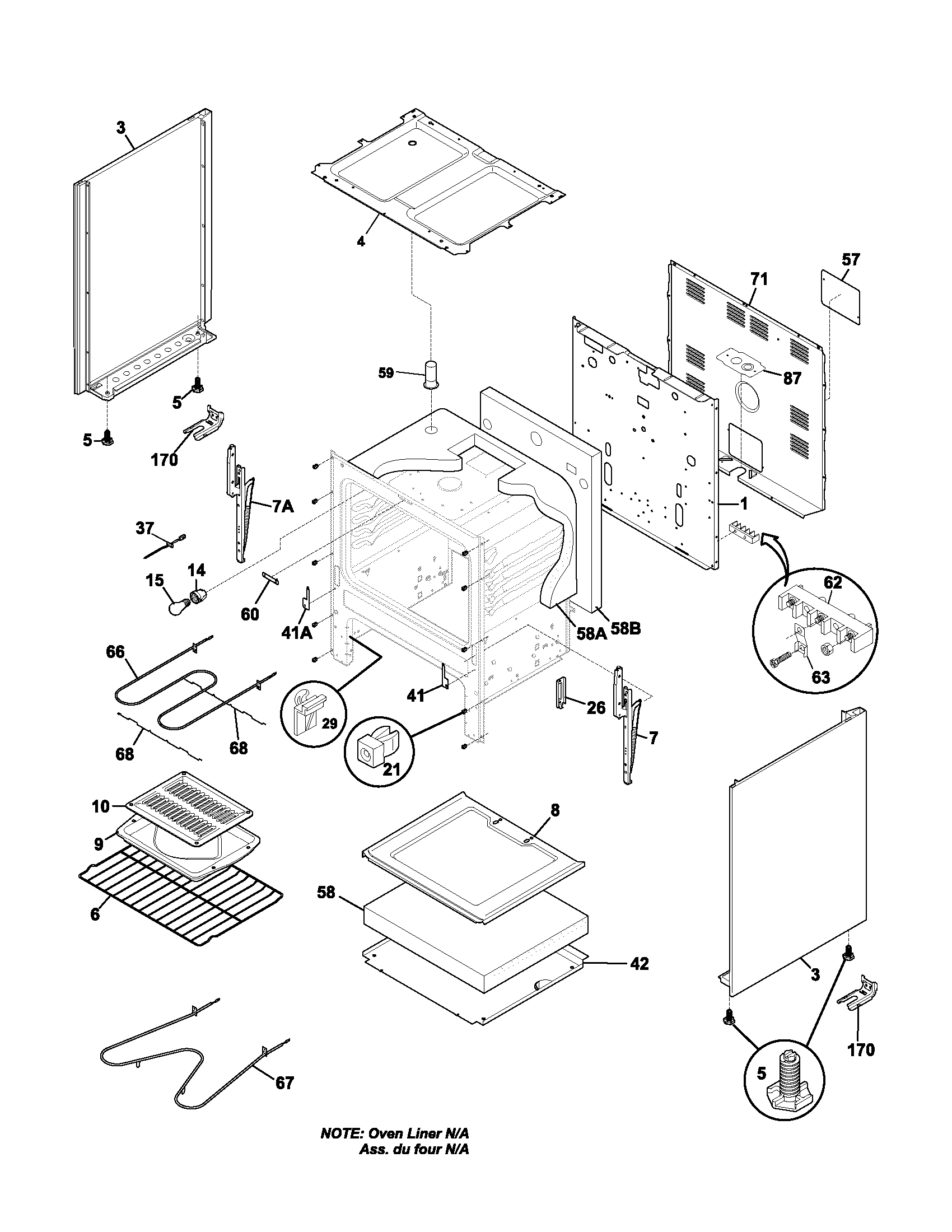 Frigidaire FEF326ABE body diagram