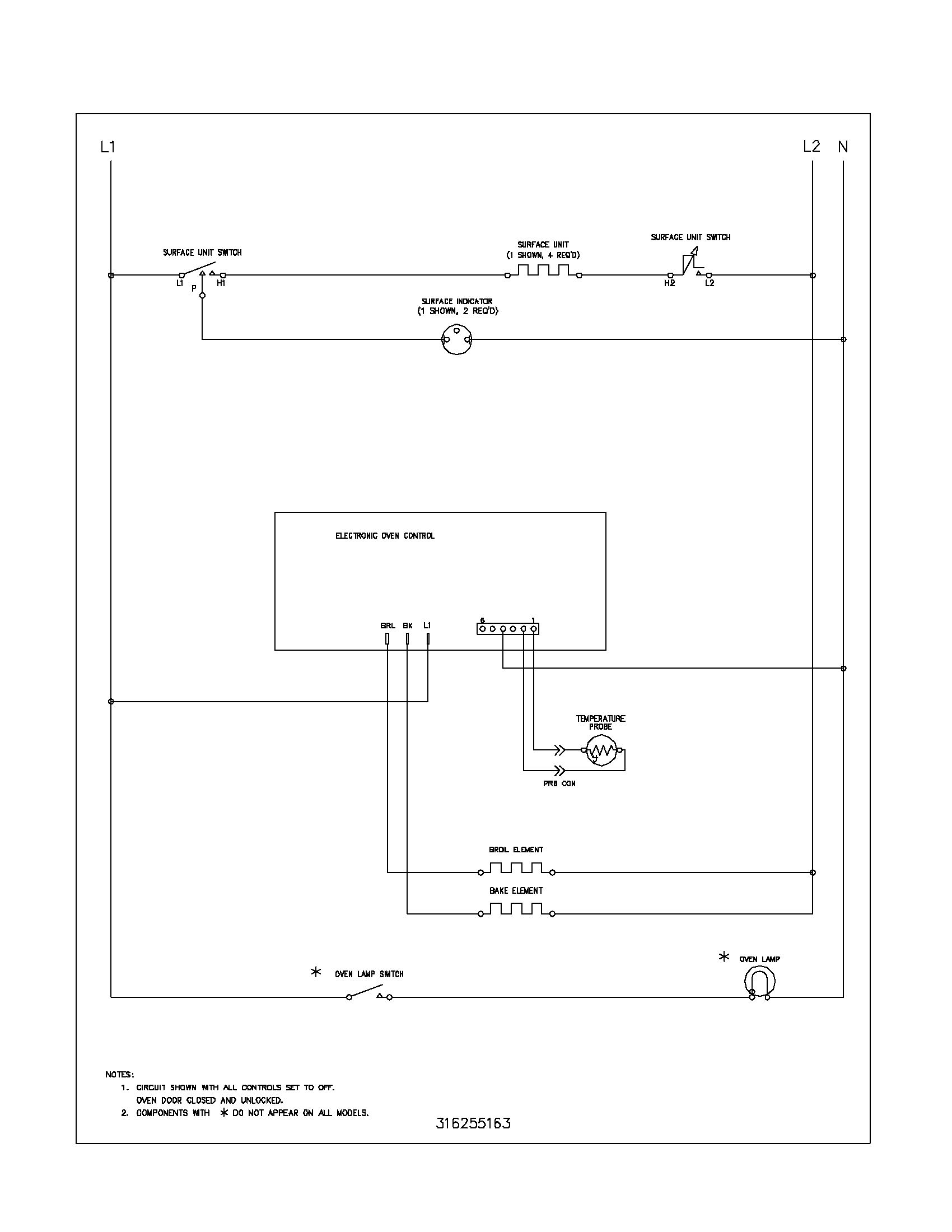 Frigidaire FEF326ABE wiring schematic diagram