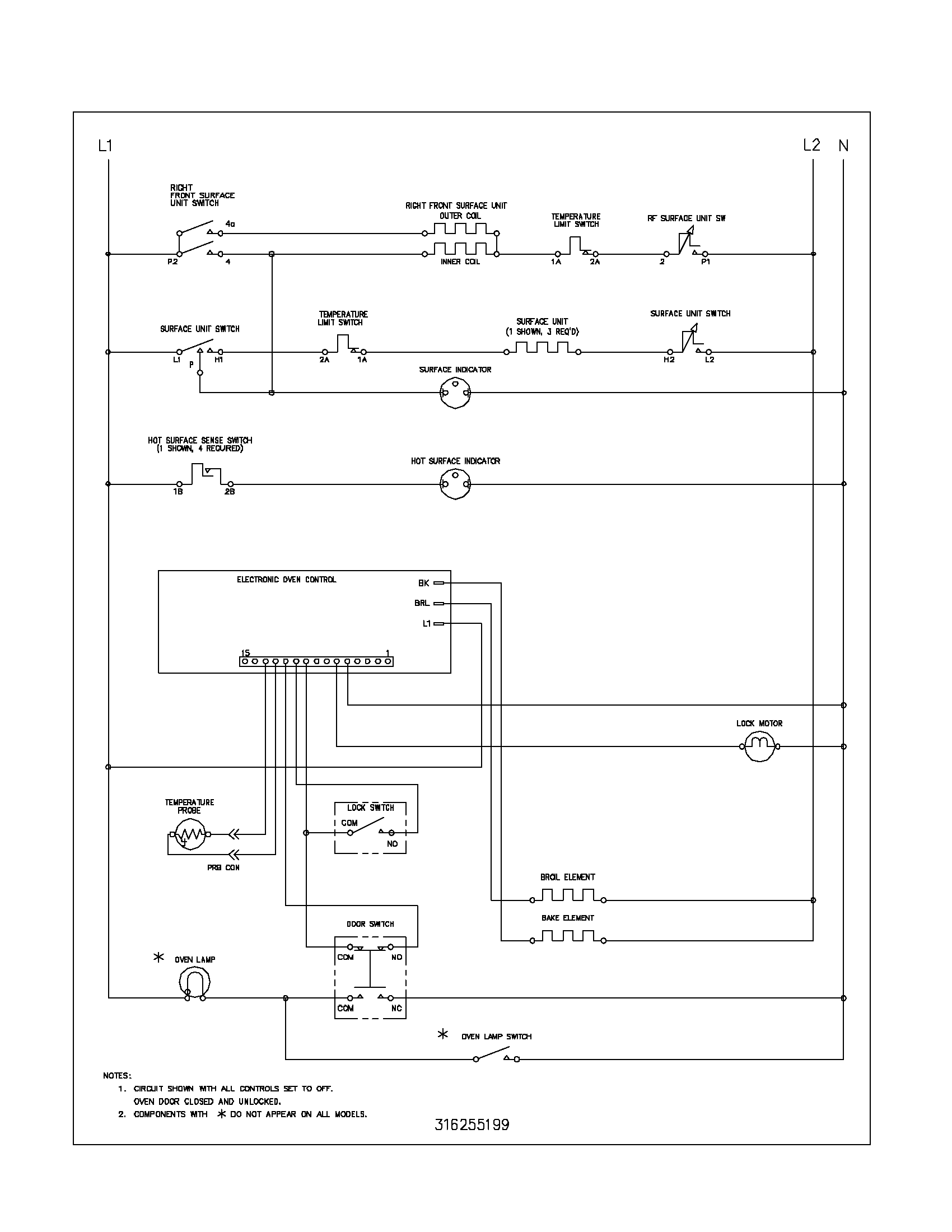 Frigidaire FEF365BXCWA wiring schematic diagram
