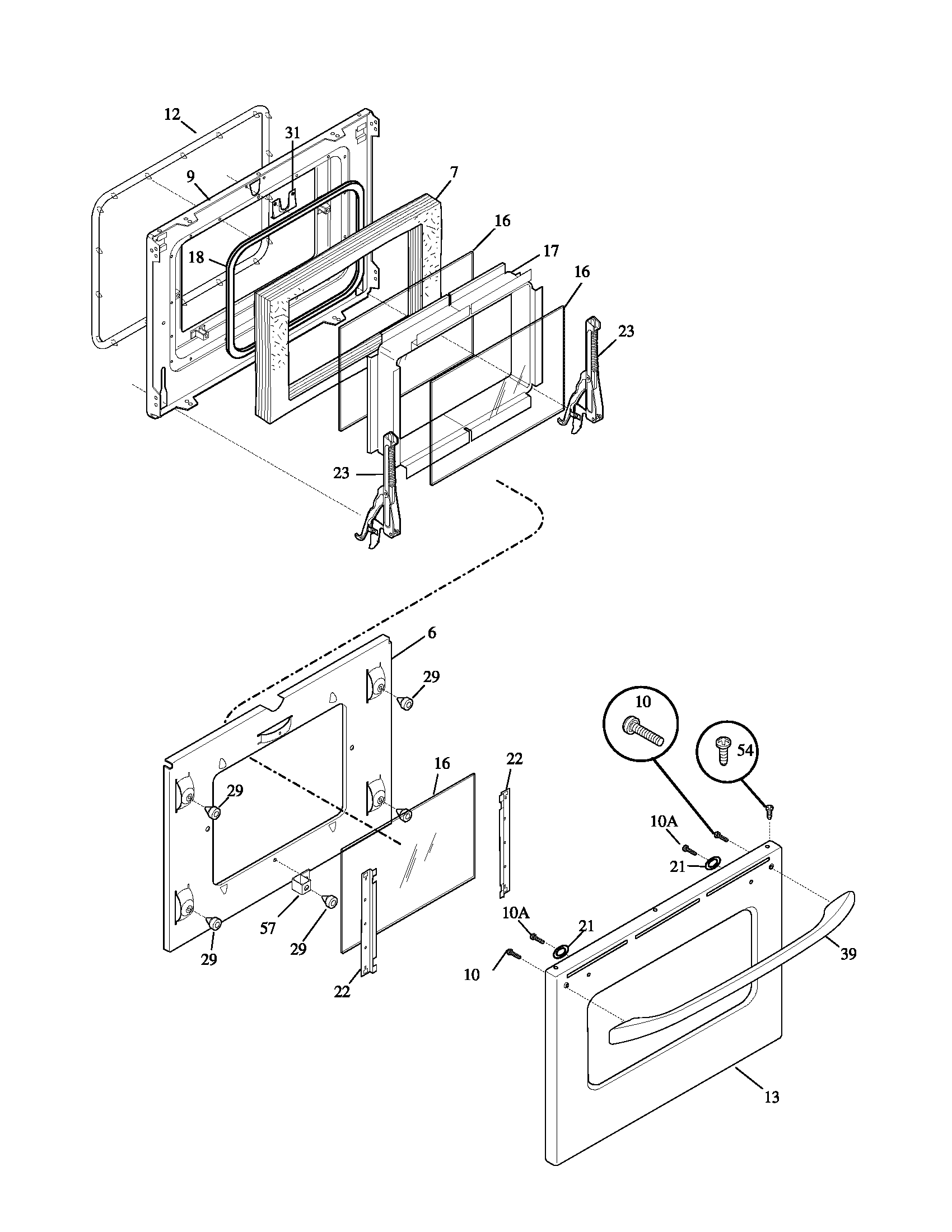 Frigidaire FES367BCC door diagram
