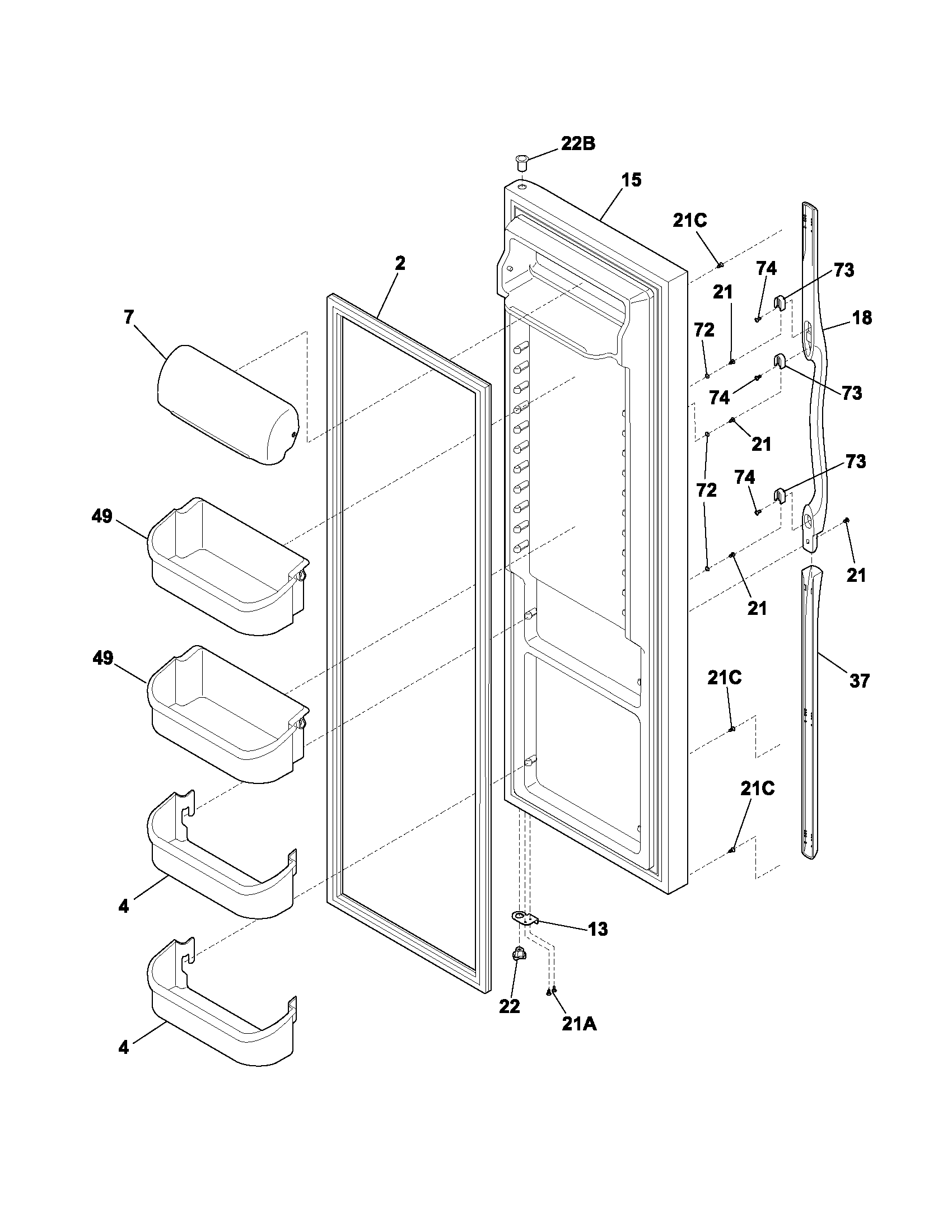 Frigidaire FRS26KF6CQ0 refrigerator door diagram