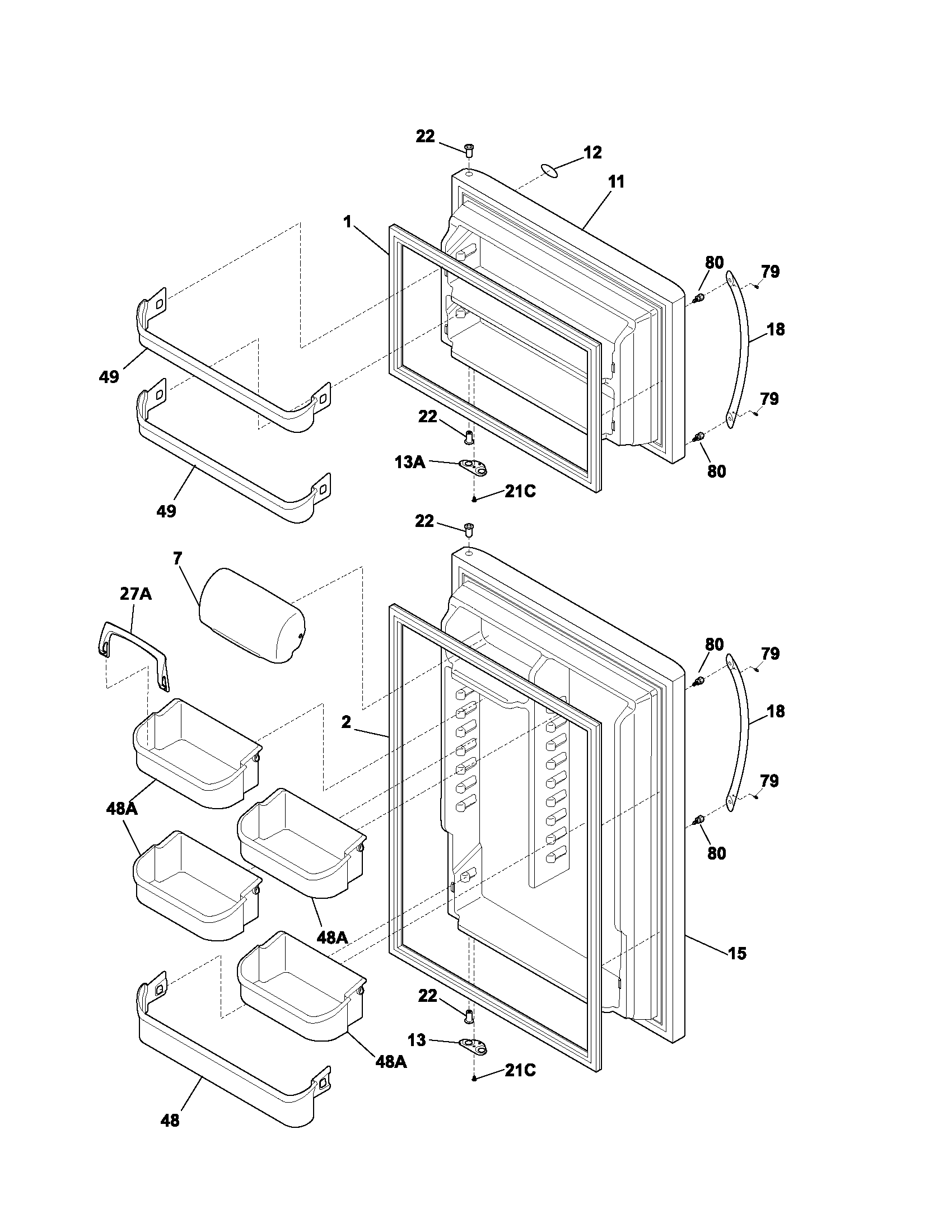 Frigidaire PLHT217TAK4 door diagram