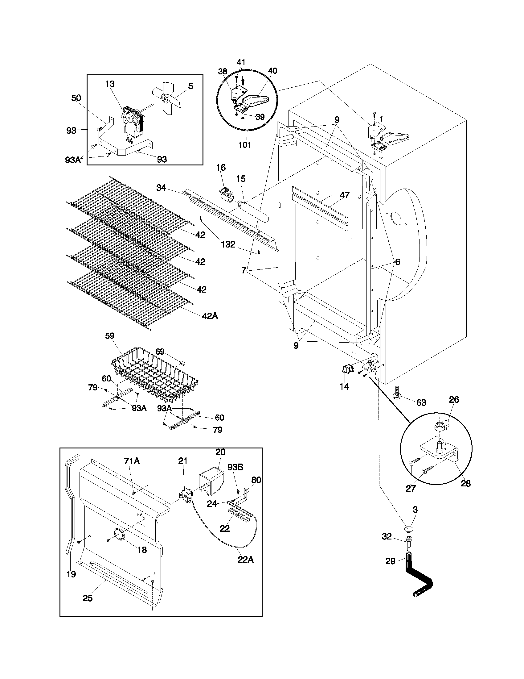 Frigidaire FFU17FC5CW0 cabinet diagram