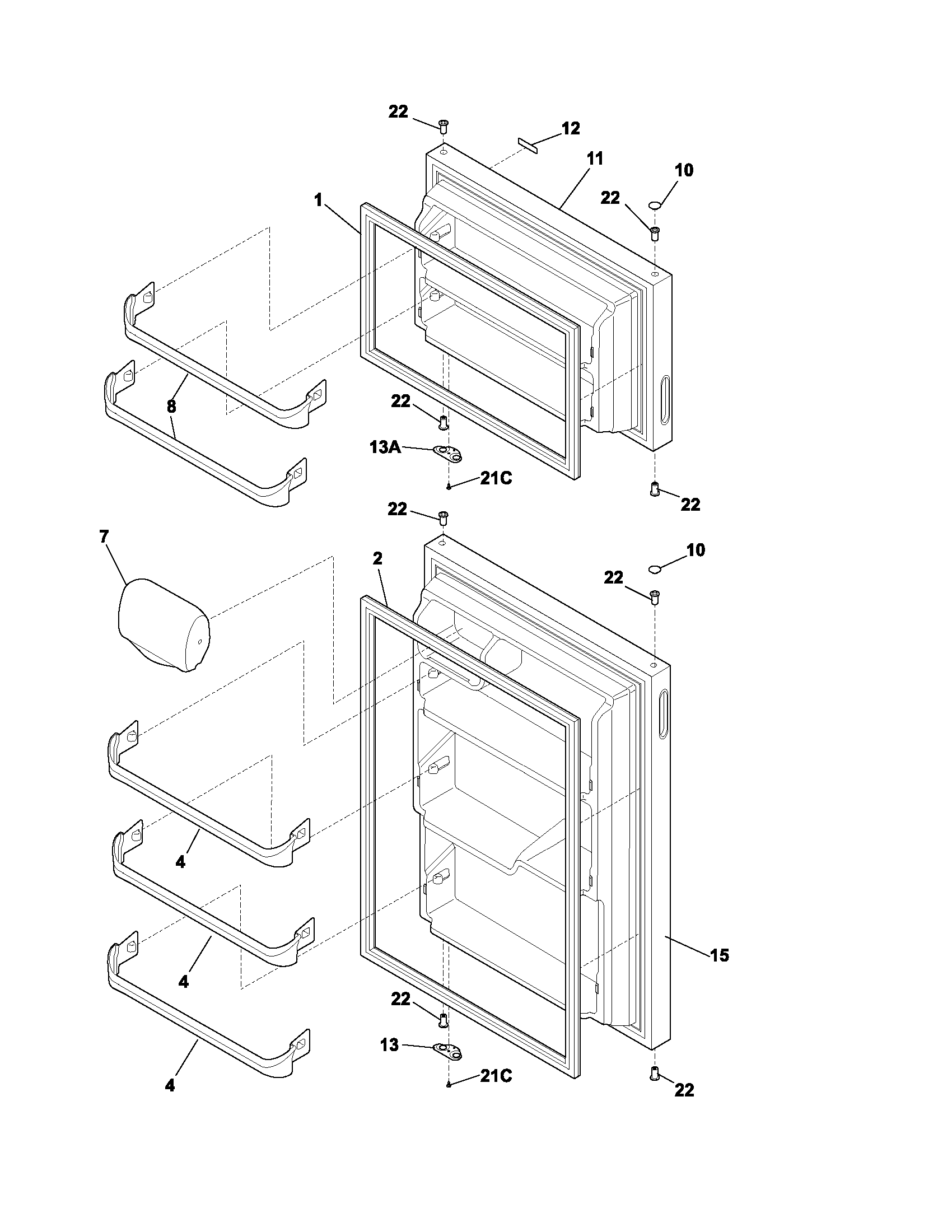 Frigidaire FRT17A2AZ2 door diagram
