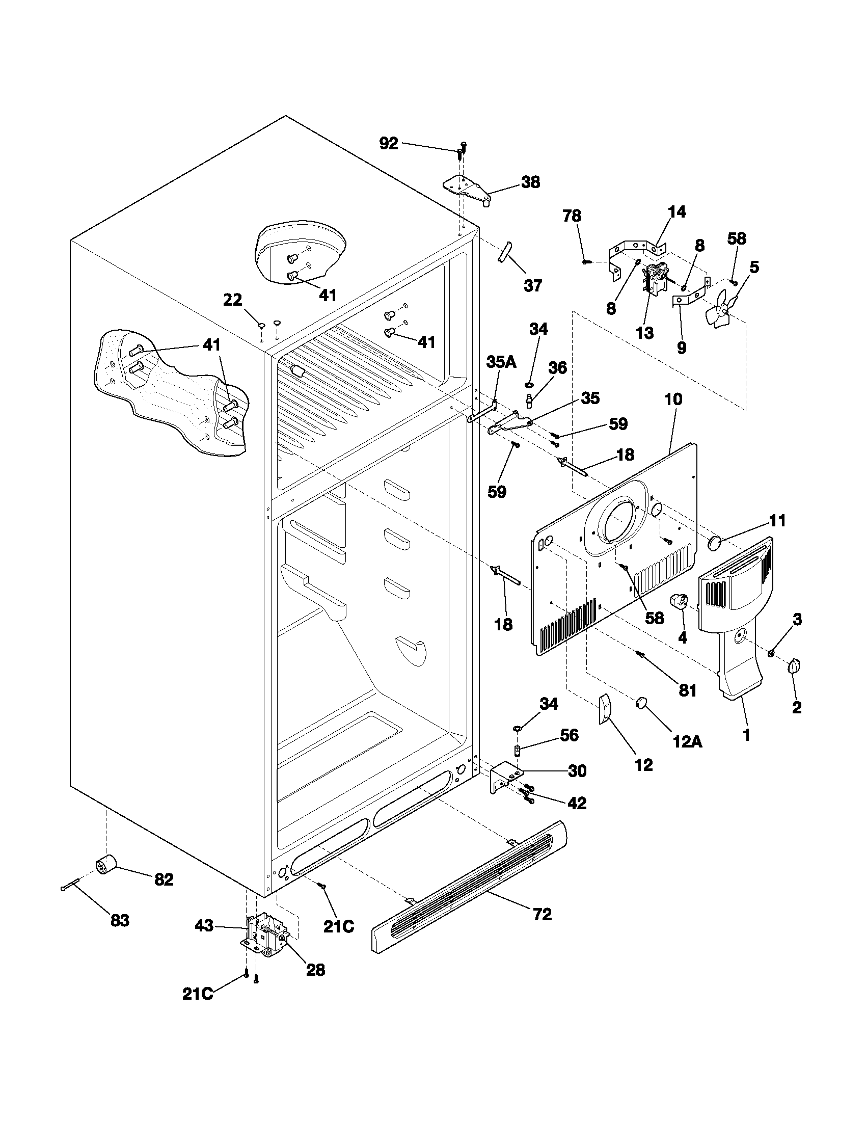 Frigidaire FRT17A2AZ2 cabinet diagram