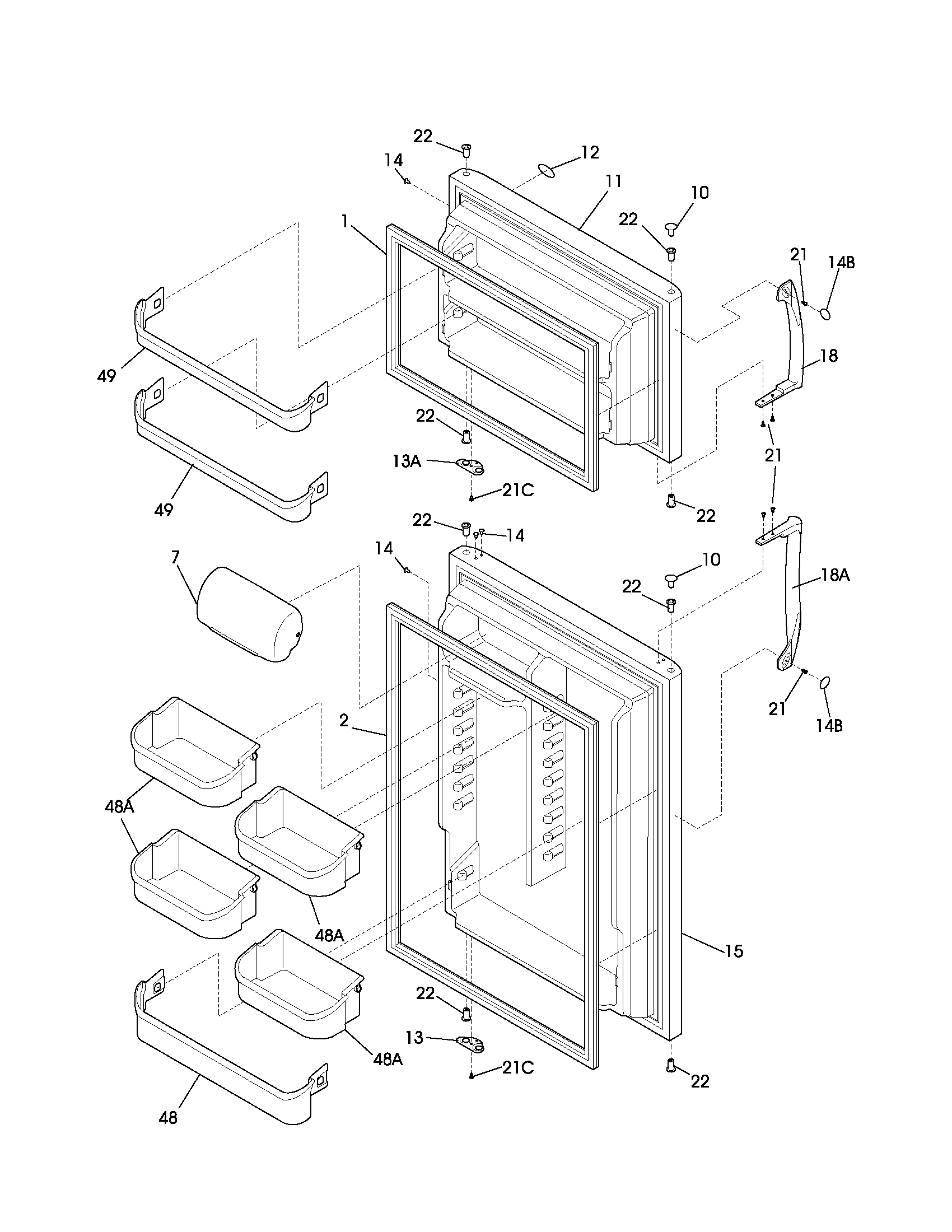 Frigidaire FRT21BH8CB0 door diagram