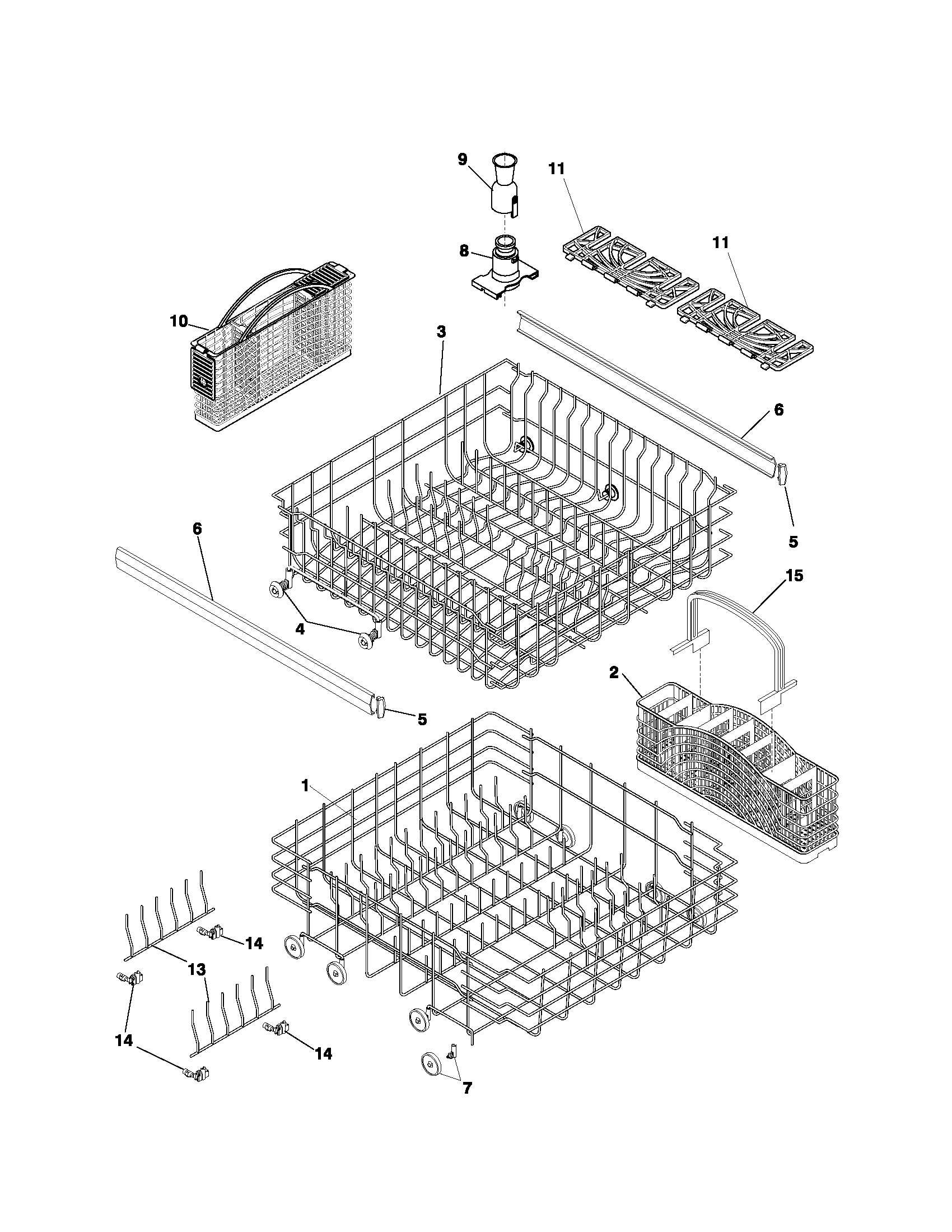 White-Westinghouse WDB956MBC0 racks diagram