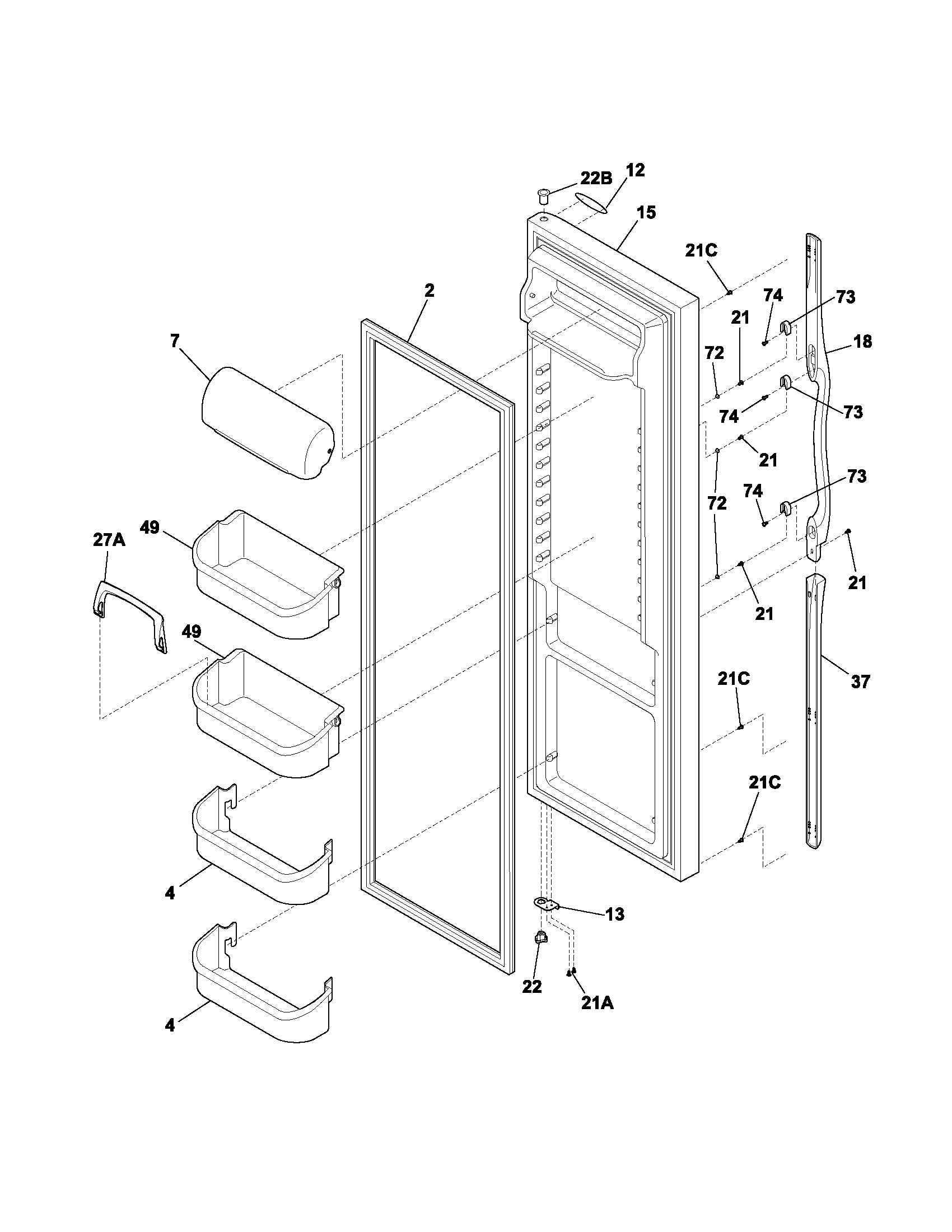Frigidaire GLHS239ZCB0 refrigerator door diagram