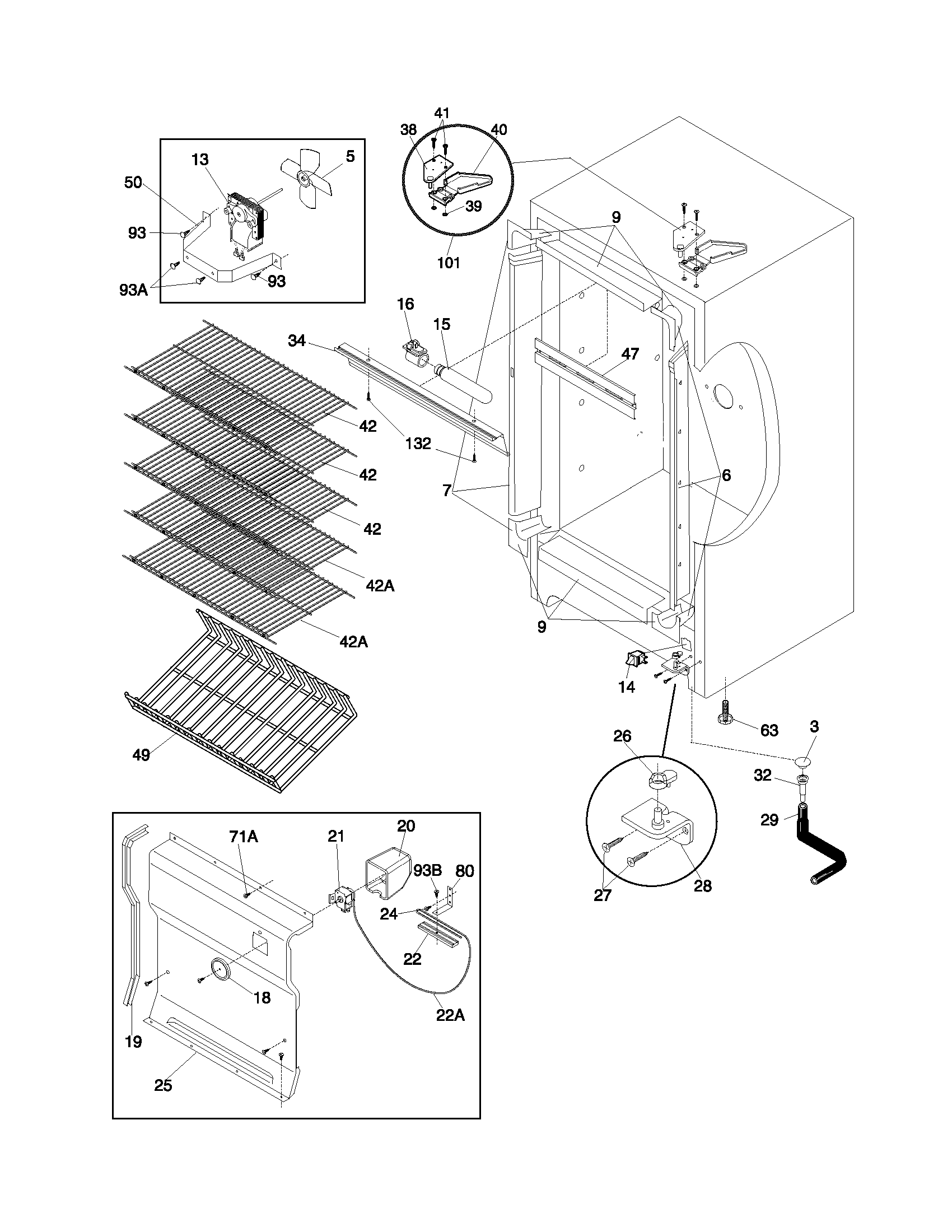 Frigidaire FFU20FC4CW0 cabinet diagram