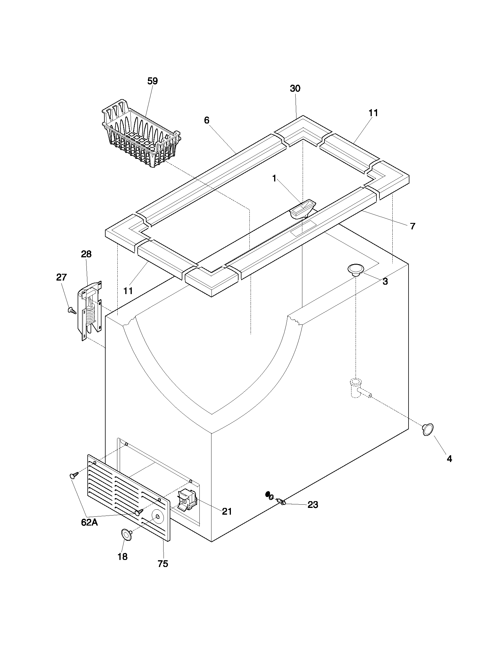 Frigidaire FFC05C3CW0 cabinet diagram