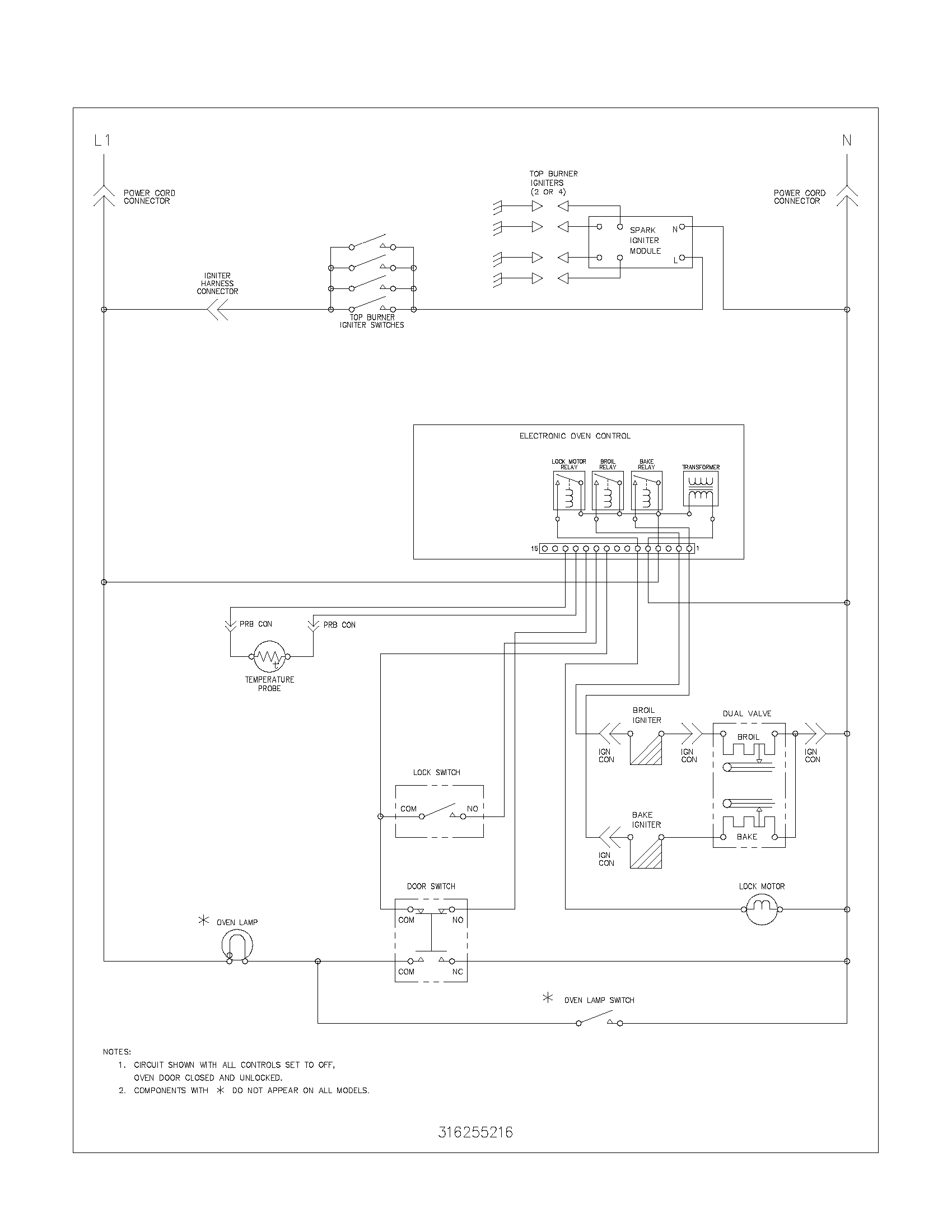 Frigidaire FGF363MXASA wiring schematic diagram
