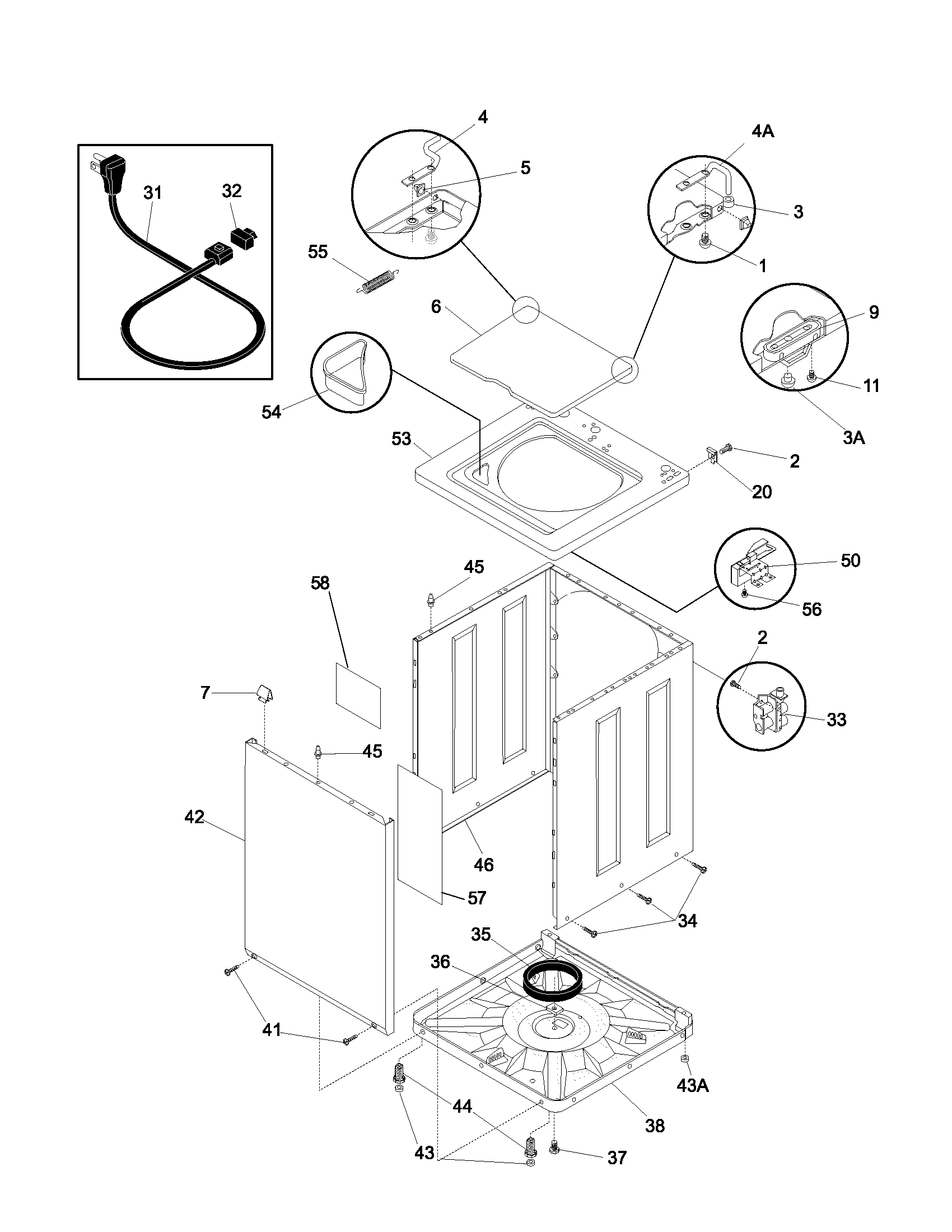 Frigidaire GSWS9719AS0 cabinet/top diagram