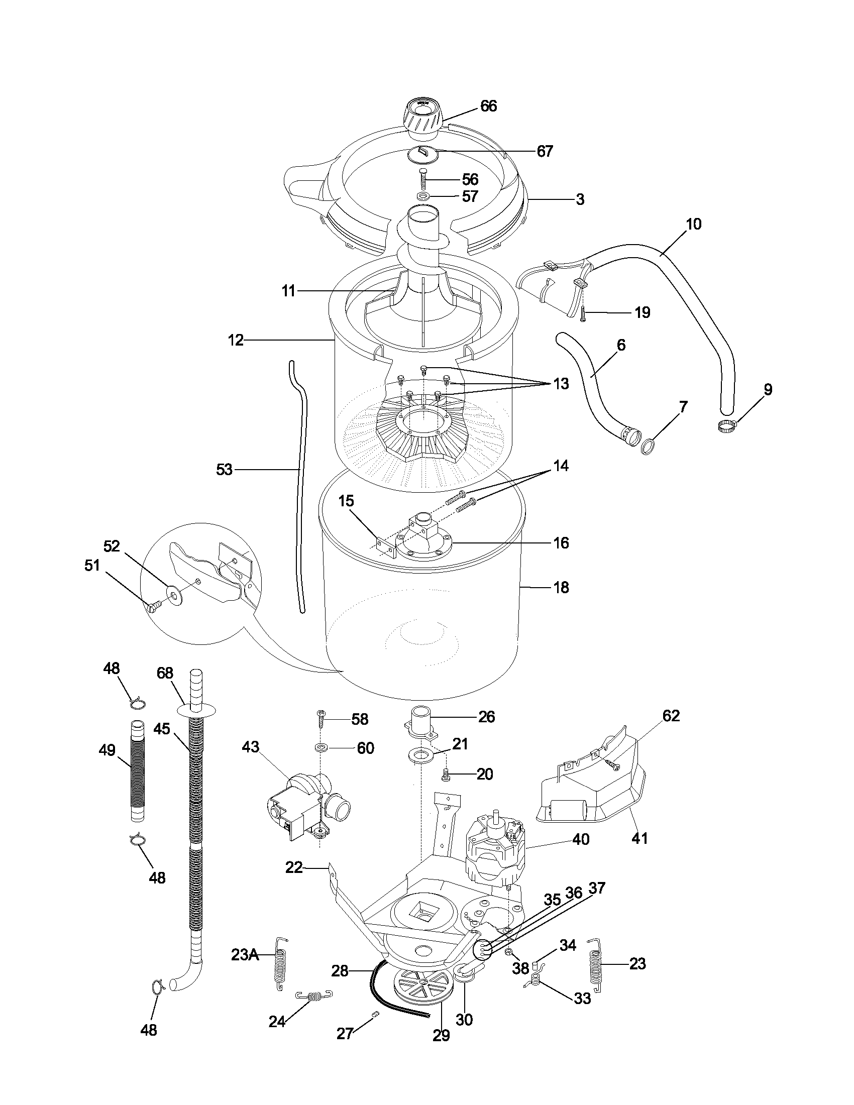Frigidaire GSWS9719AS0 motor/tub diagram