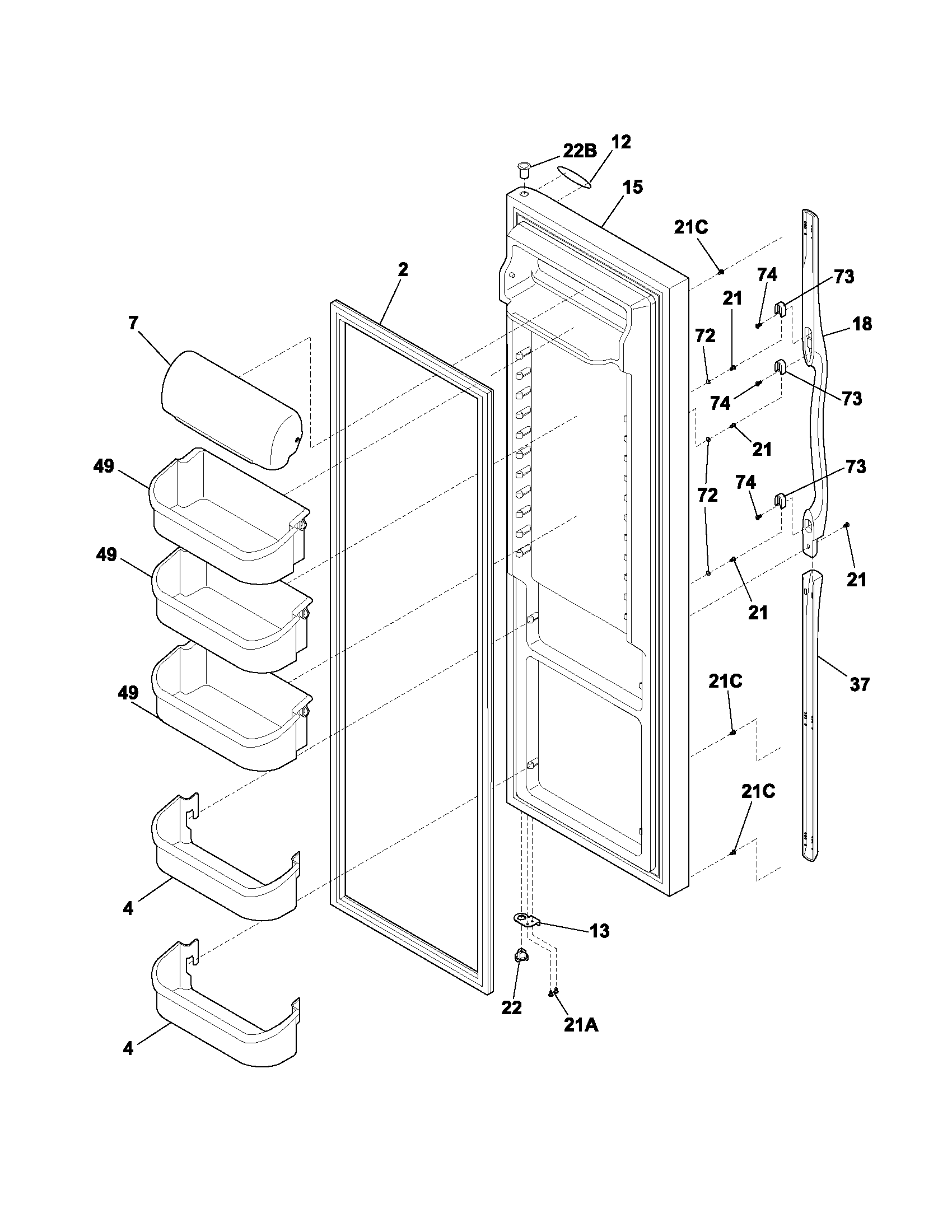Frigidaire FRS26BH6CS1 refrigerator door diagram