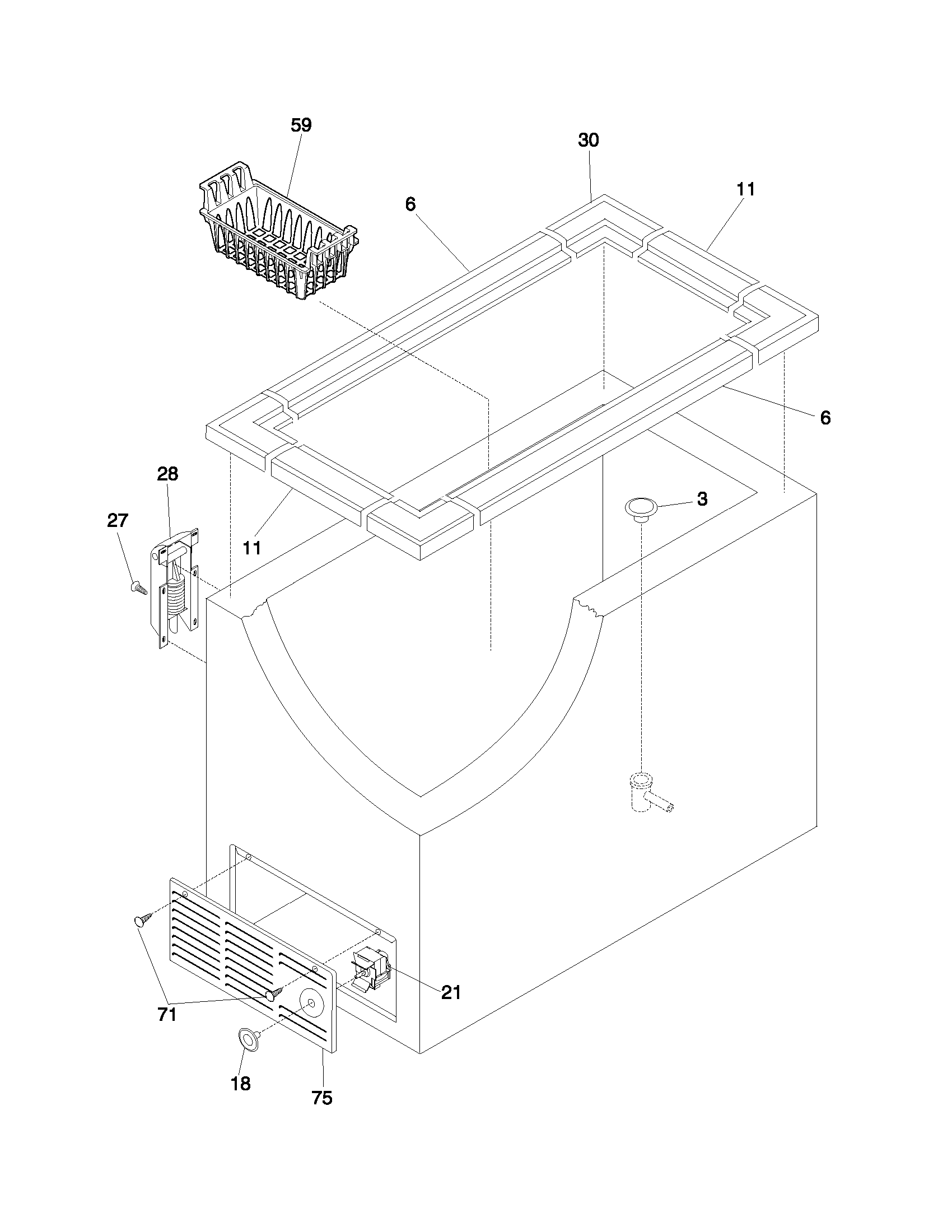 Frigidaire FFC09C2CW0 cabinet diagram