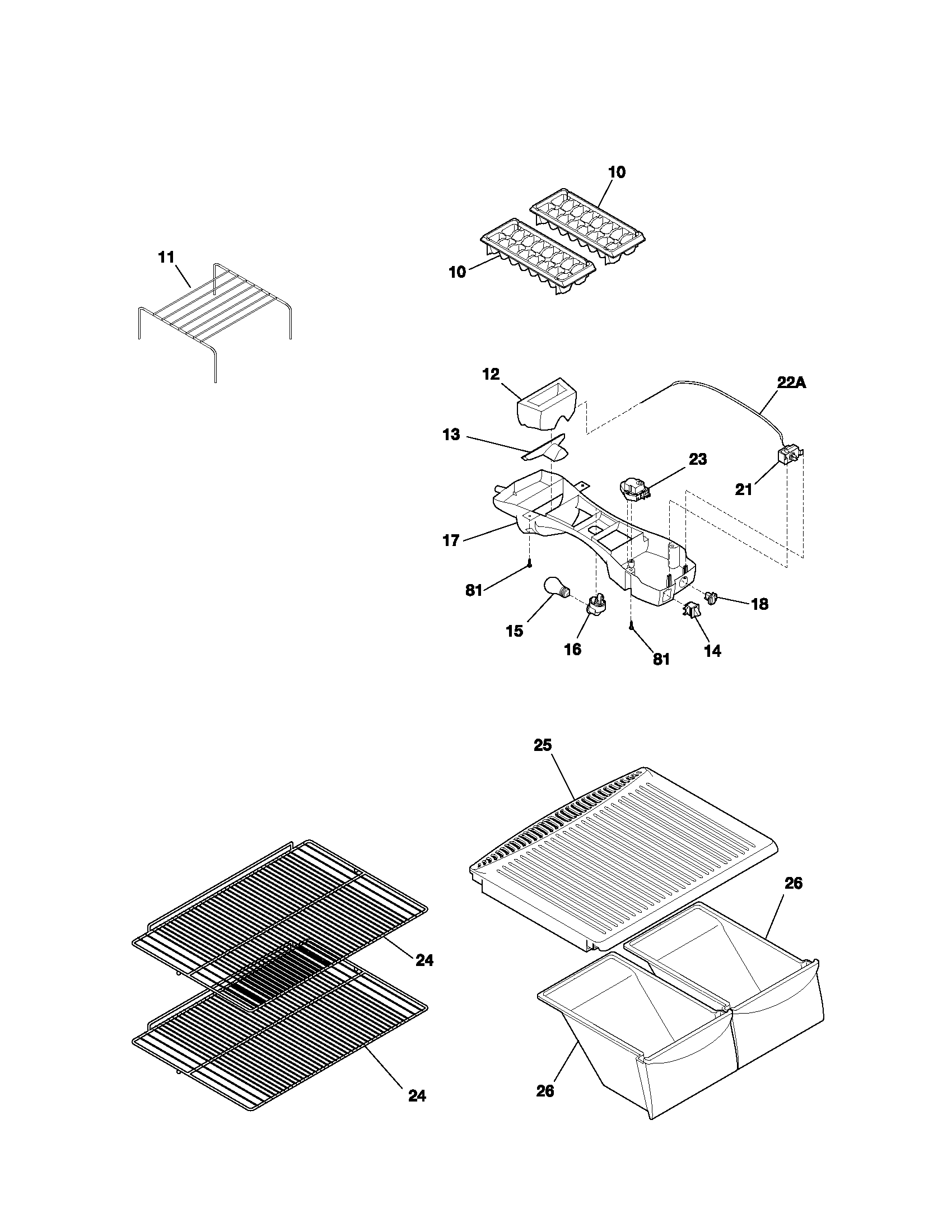 Kenmore 25331432106 shelves diagram
