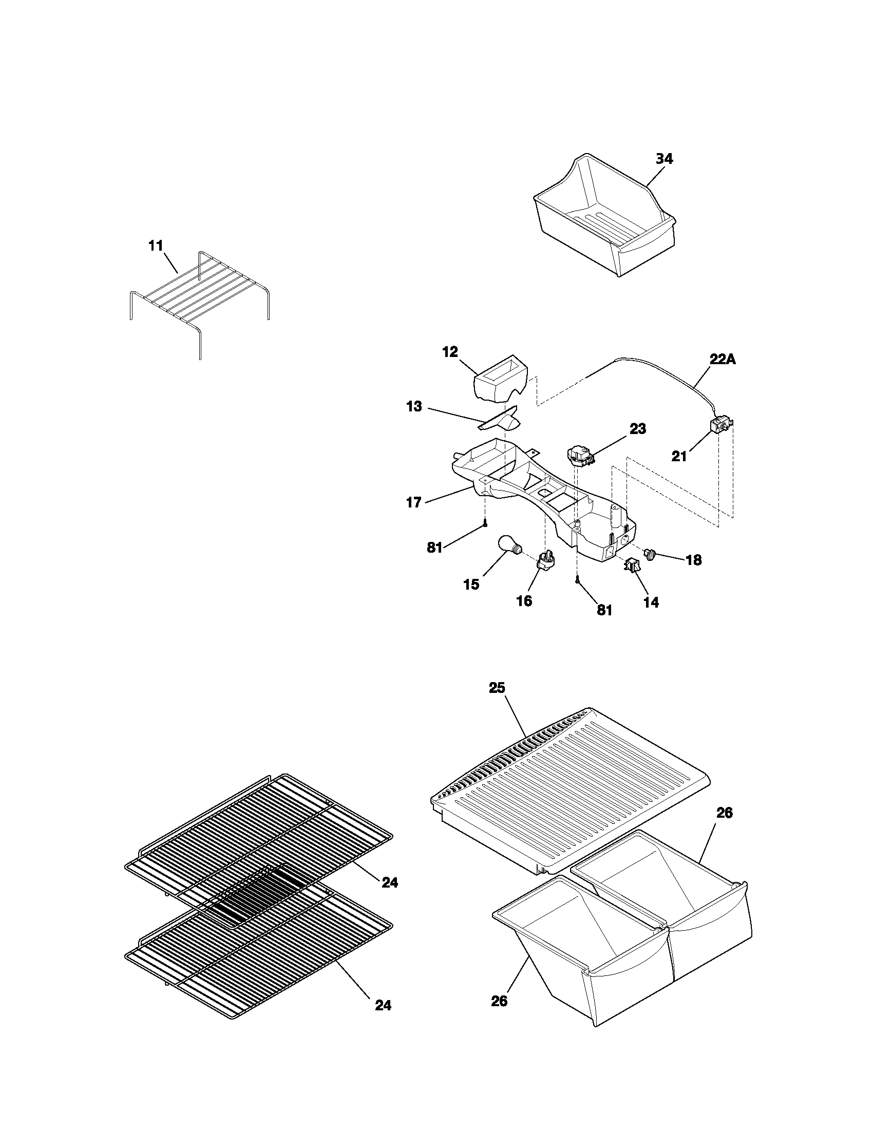 Kenmore 25331442302 shelves diagram