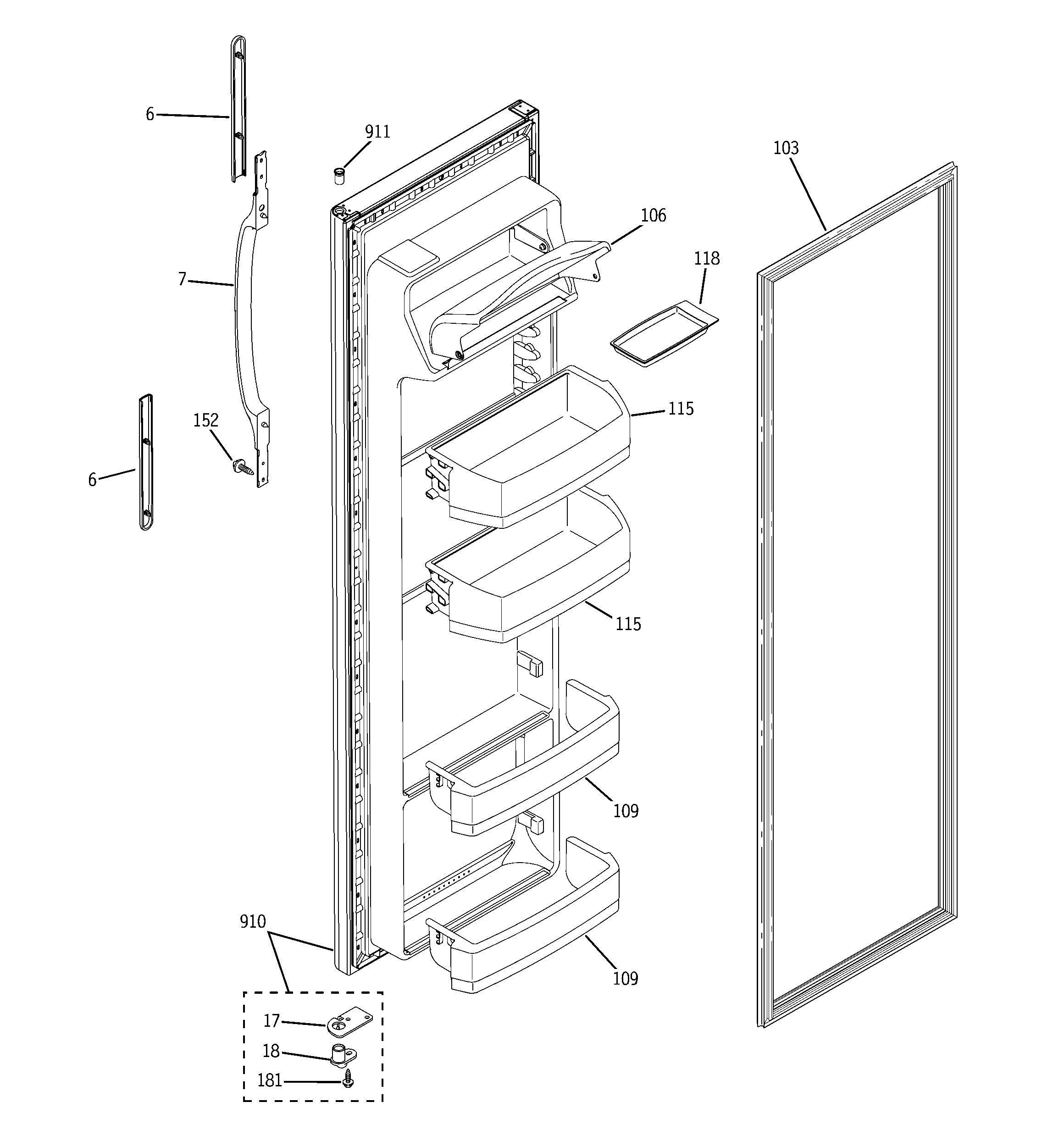 RCA RSG20IBPAFWW fresh food door diagram