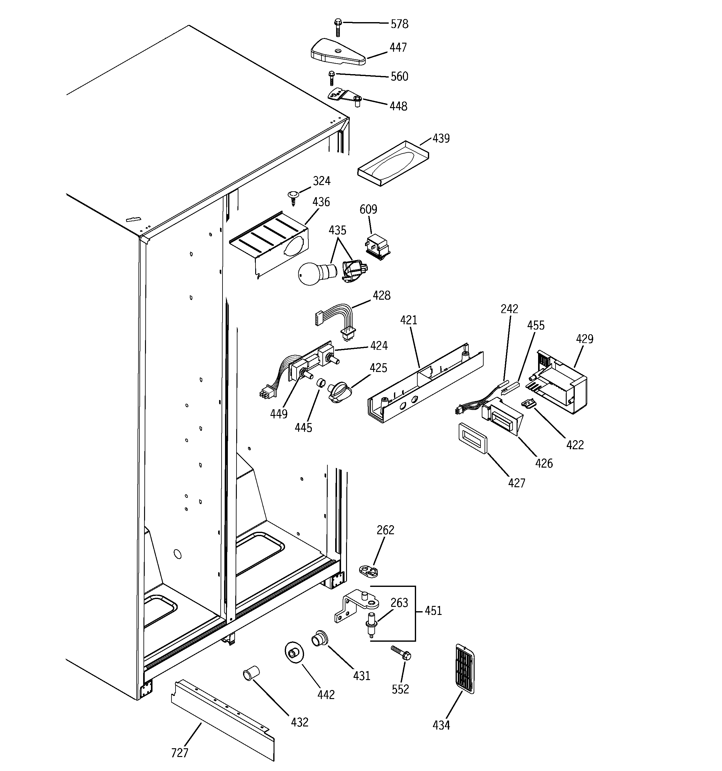 RCA RSG20IBPAFWW fresh food section diagram