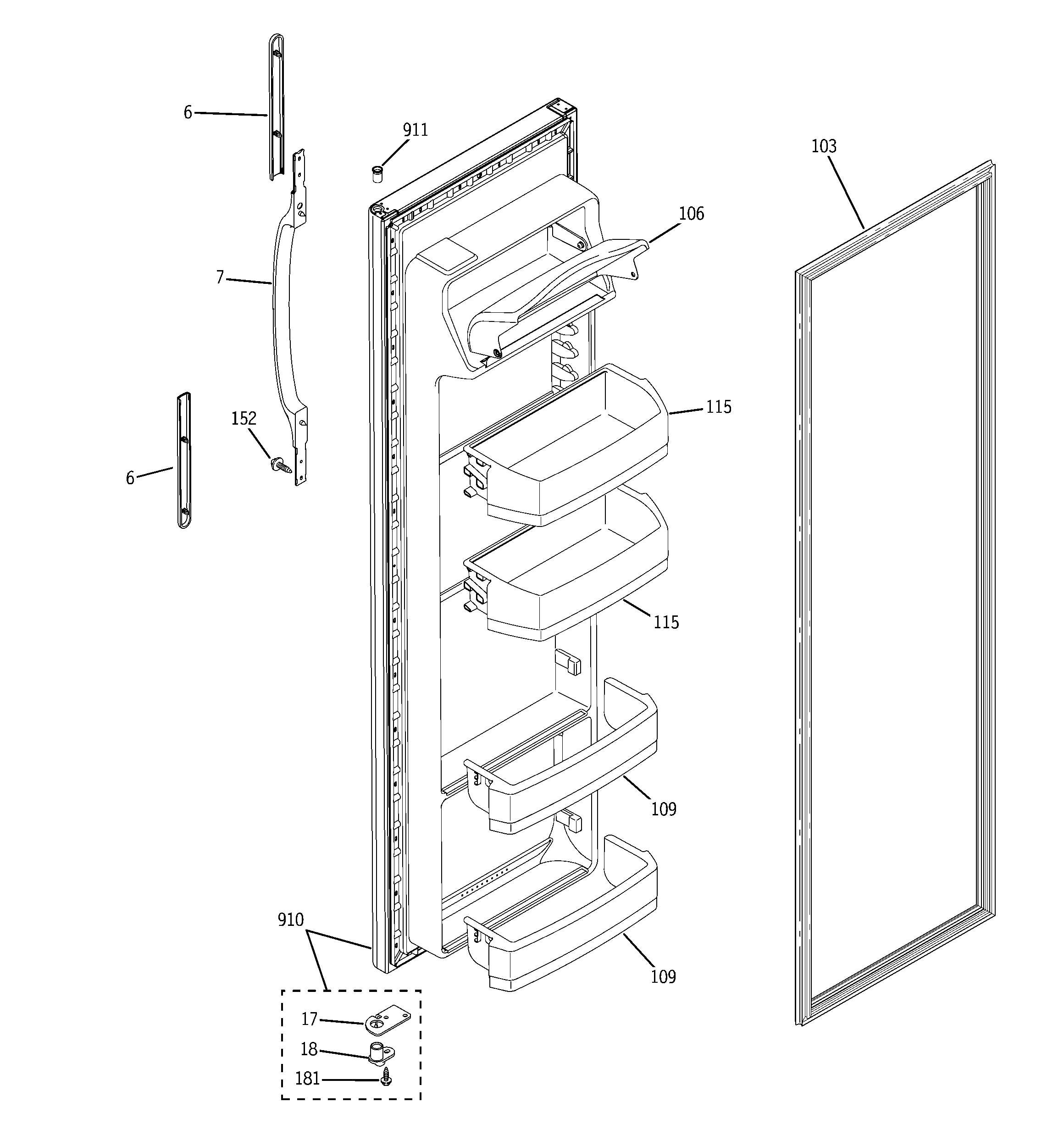 RCA RSG22IBPAFWW fresh food door diagram