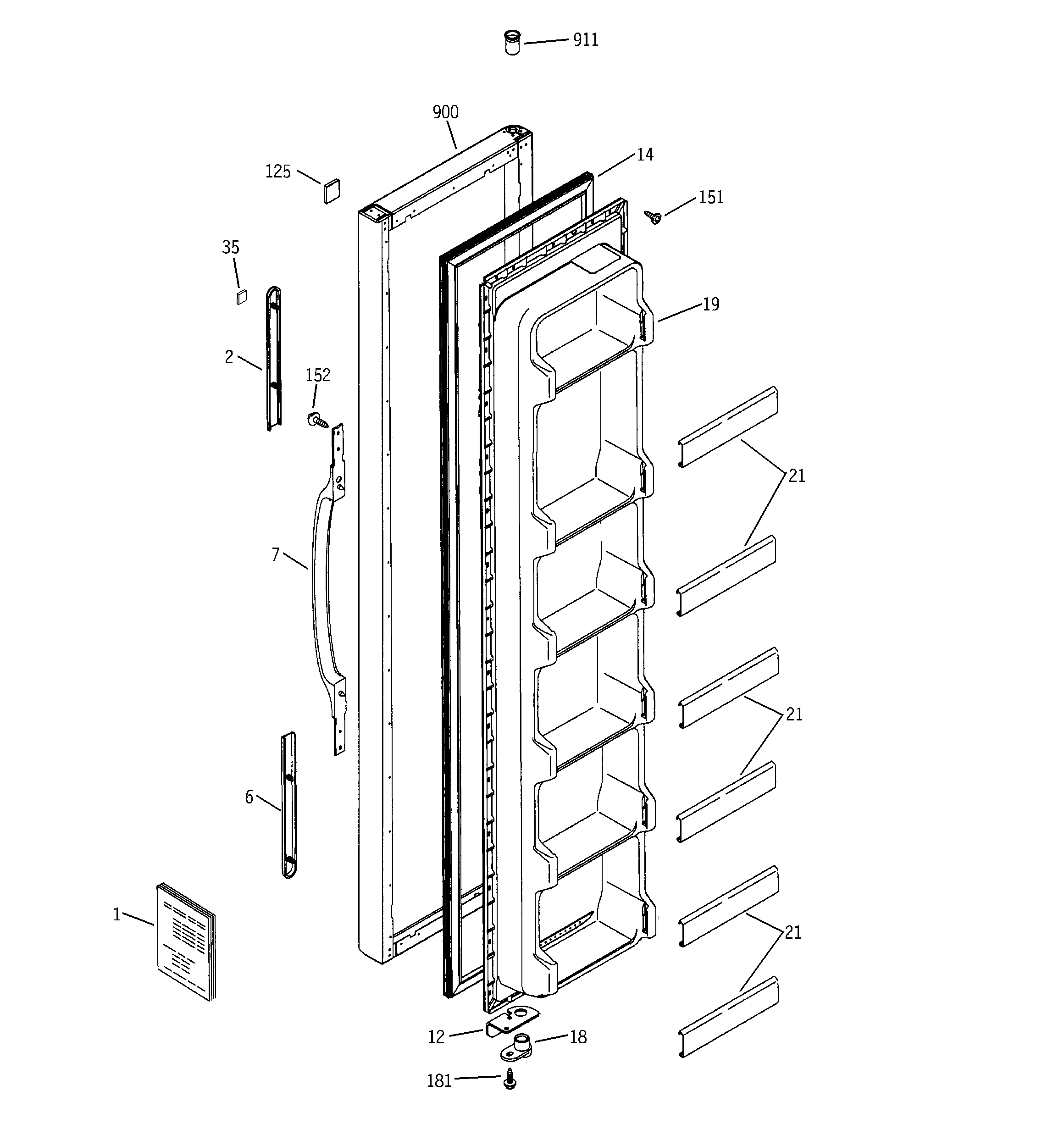 RCA RSG22IBMCFWW freezer door diagram