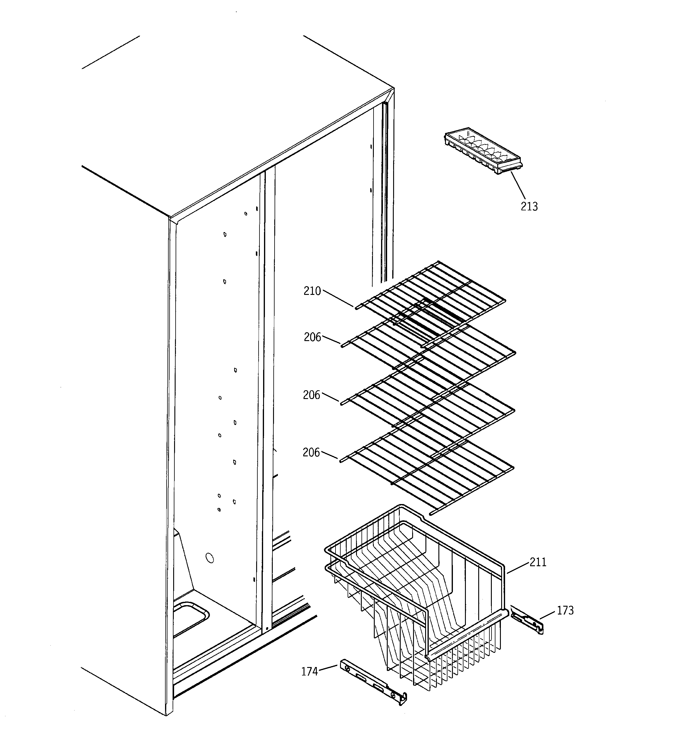RCA RSG22IBMCFWW freezer shelves diagram