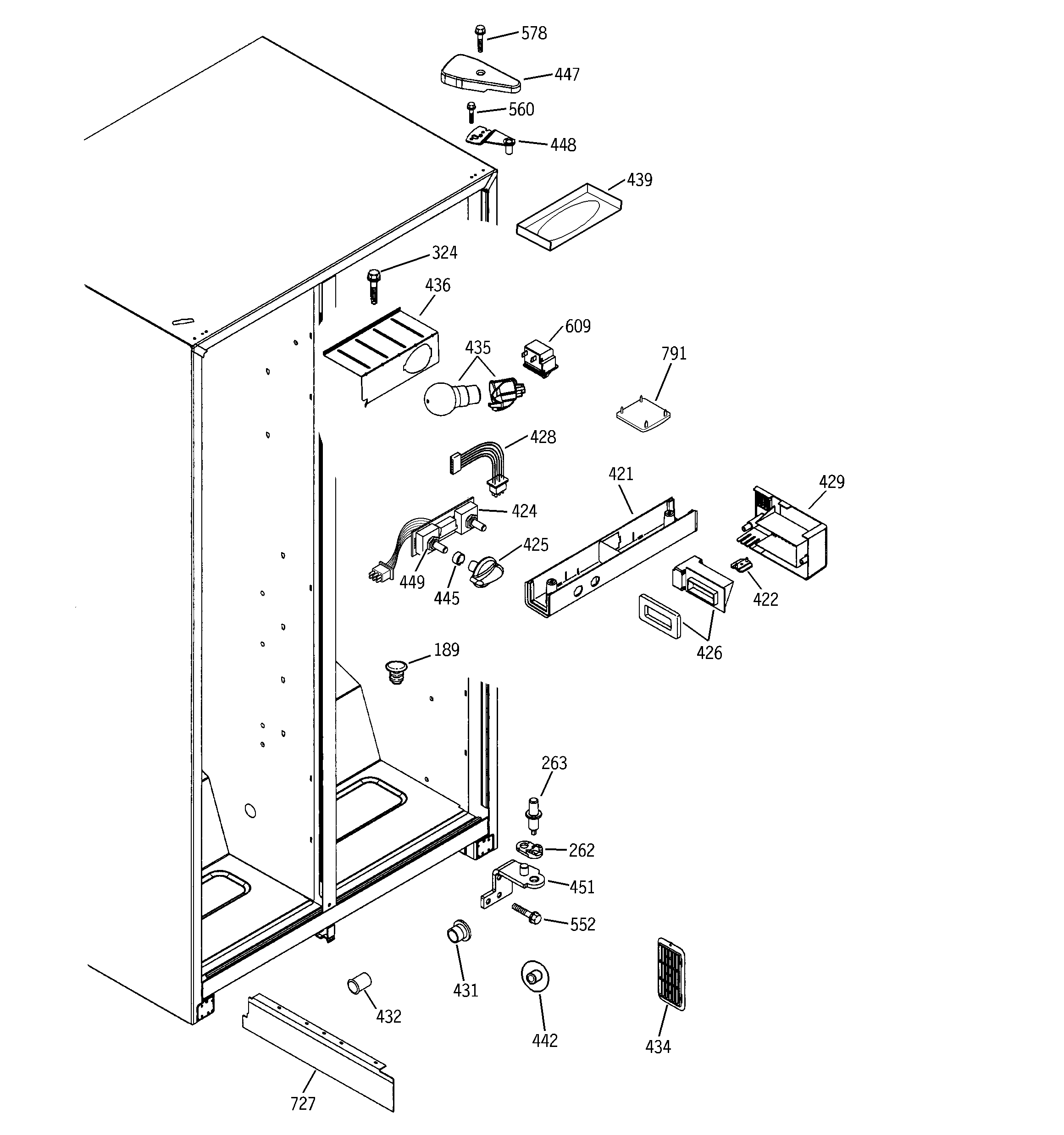 RCA RSG22IBMCFWW fresh food section diagram