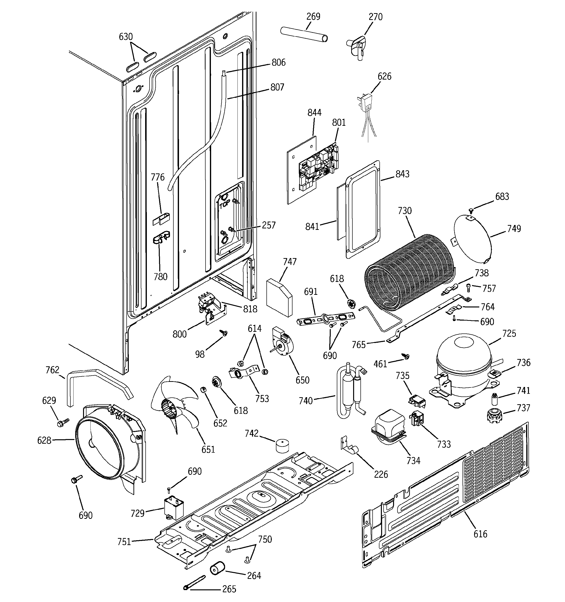 RCA RSG20IDMDFWW sealed system & mother board diagram
